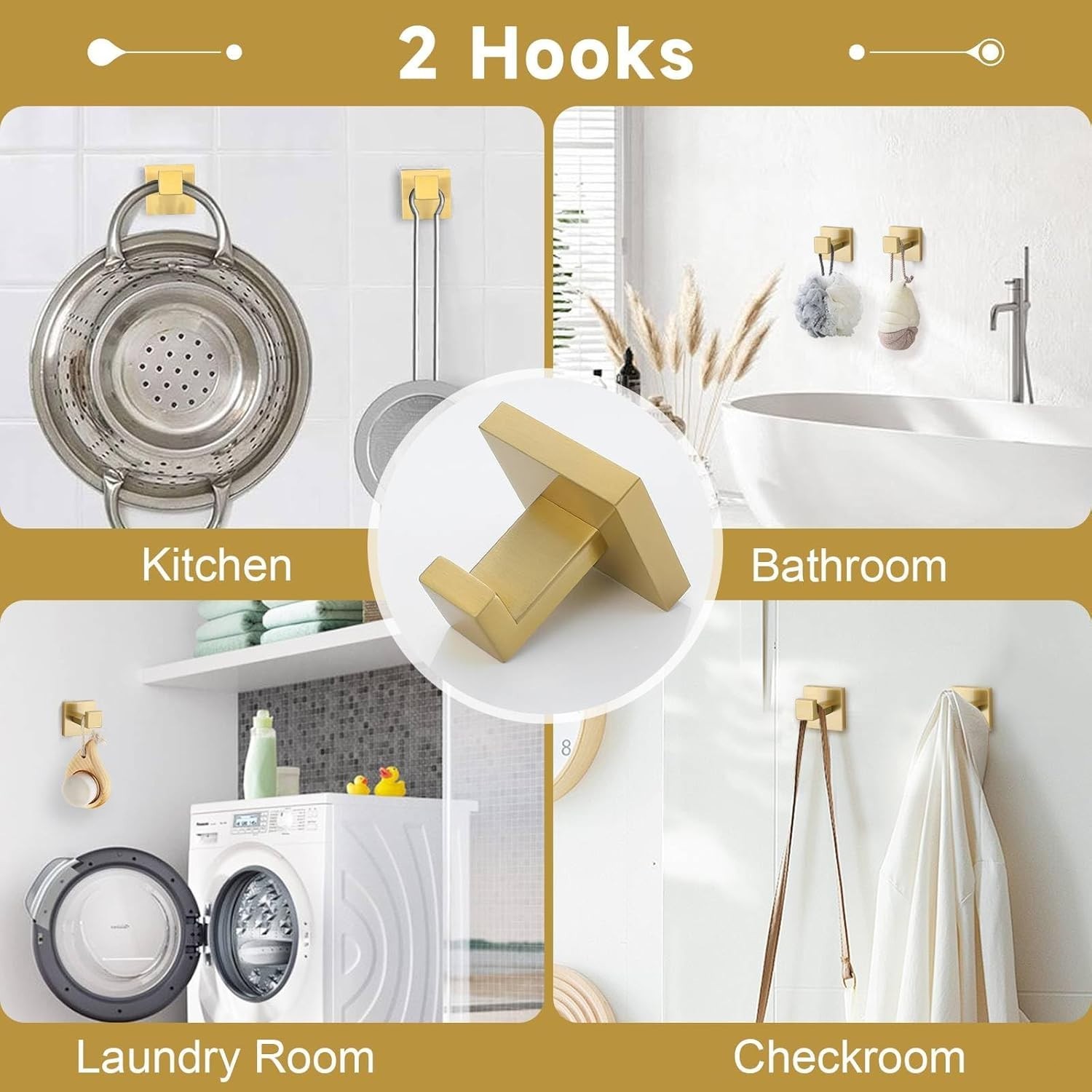 5-Pieces Matte Gold Bathroom Hardware Accessories Set 24 Inch Towel Bar Towe