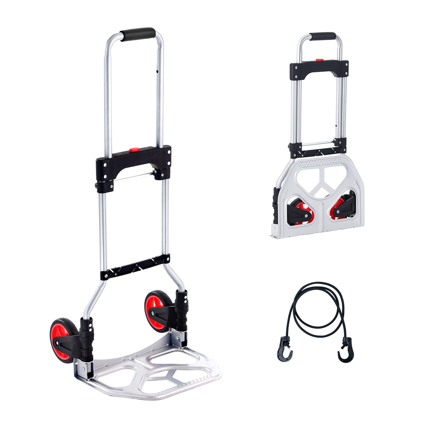 Folding Hand Truck Aluminum Luggage Trolley Cart Dolly 176 lbs Bungee Cord