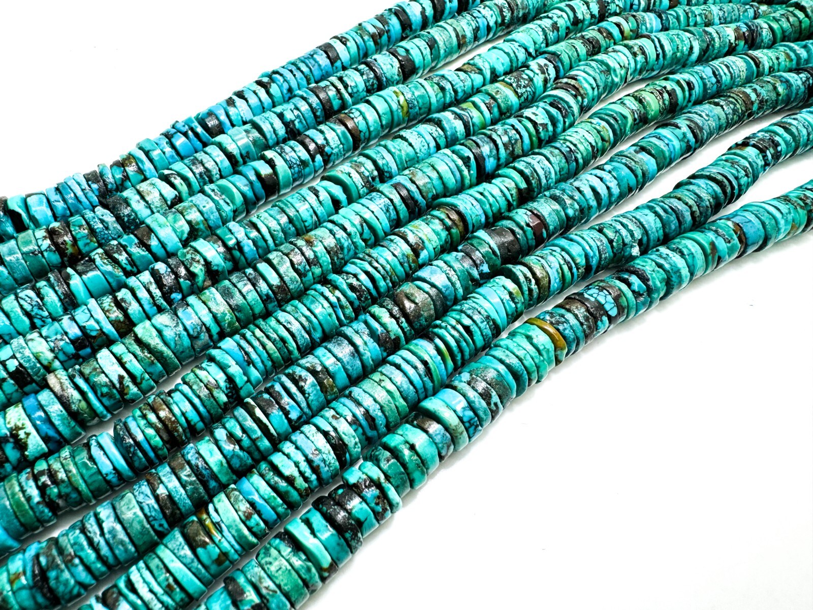 Natural Blue Turquoise Rondelle Smooth Round Gemstone Beads - RD09