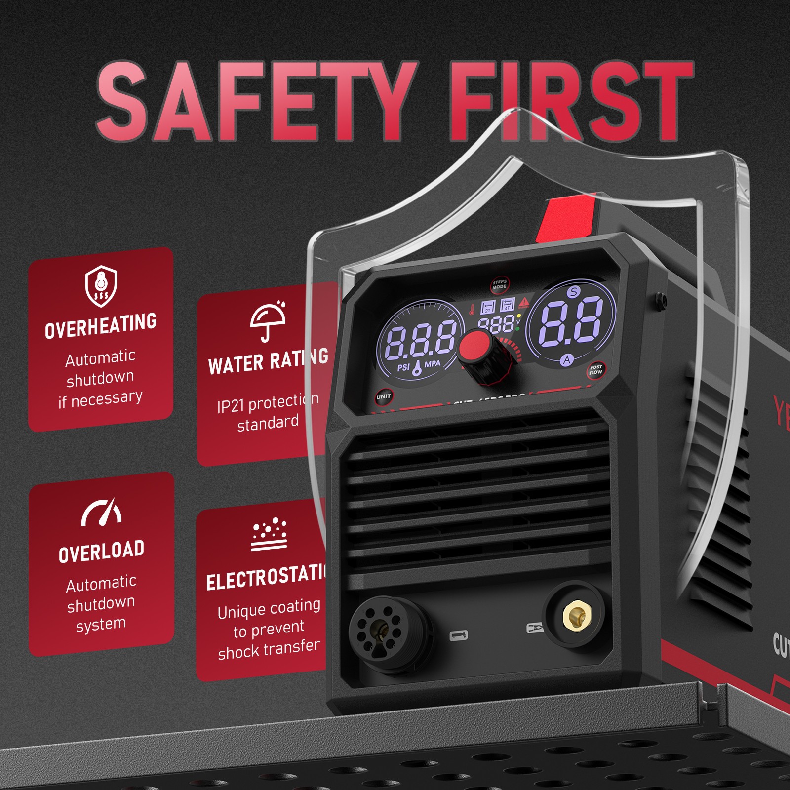65Amp Plasma Cutter, 110V/220V Dual Voltage, Pilot Arc Digital Display Cutter