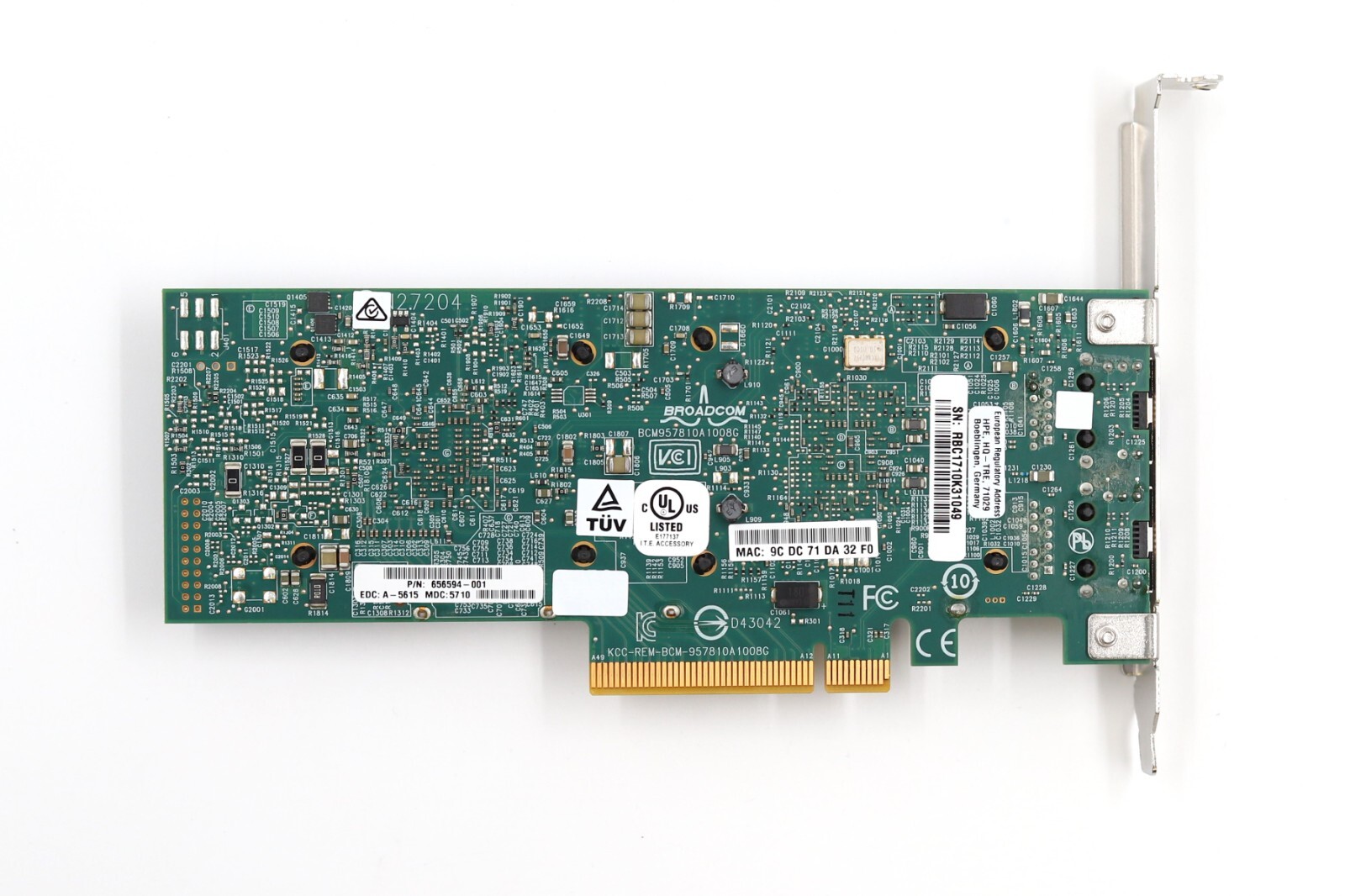 HP 530T 10GB Dual Port PCIe Ethernet Adapter High Profile P/N: 656594-001 Tested