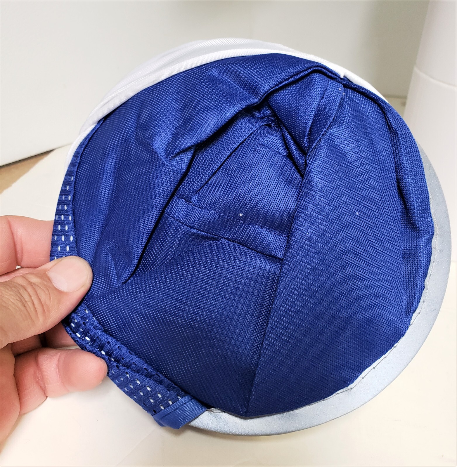 BLUE Hard Hat Sun Shade Visor Full Brim Mesh Neck HI VIS REFLECTIVE STRIPE