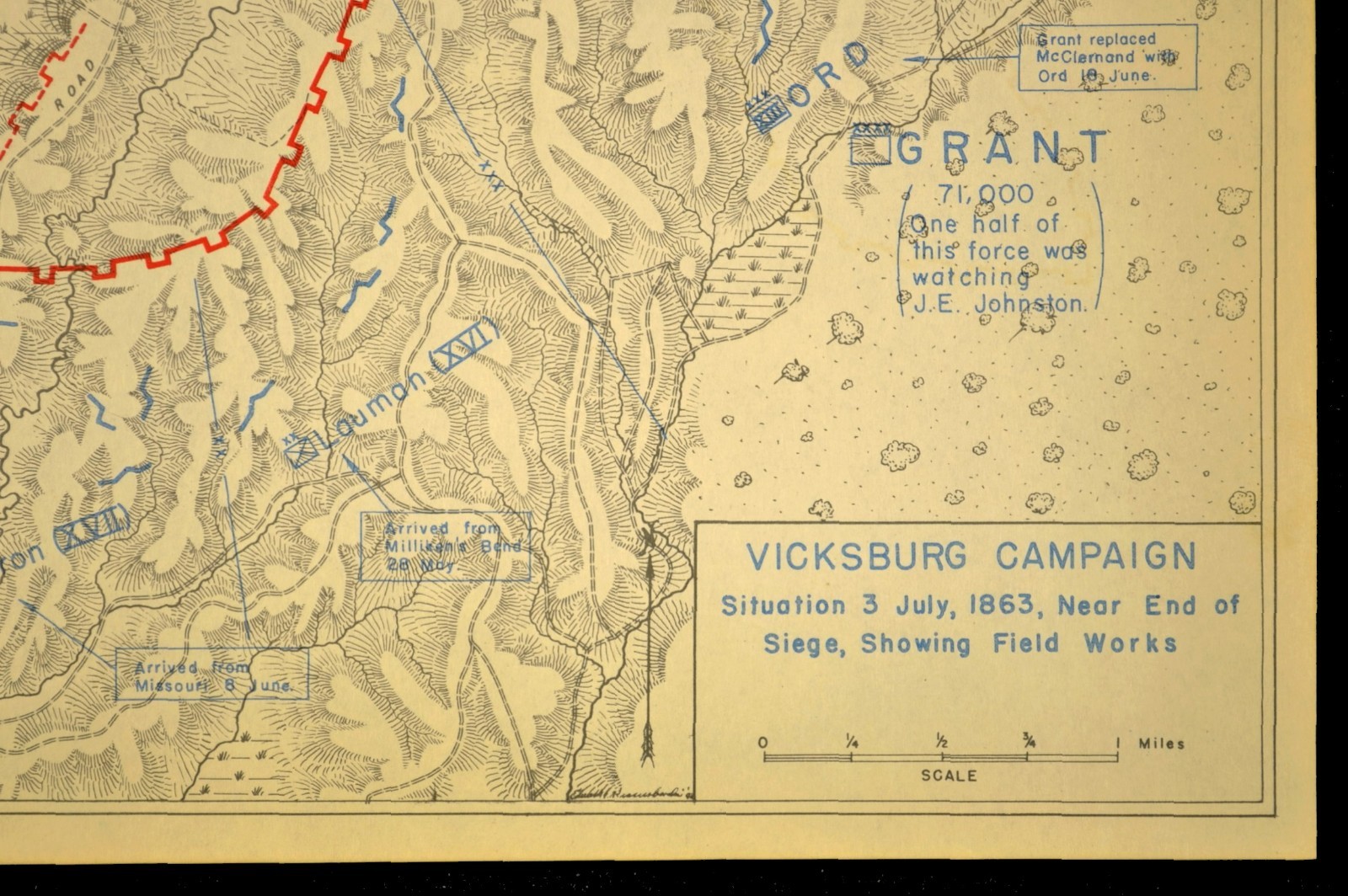 Vintage Siege of Vicksburg Map Mississippi Ulysses S Grant John Pemberton