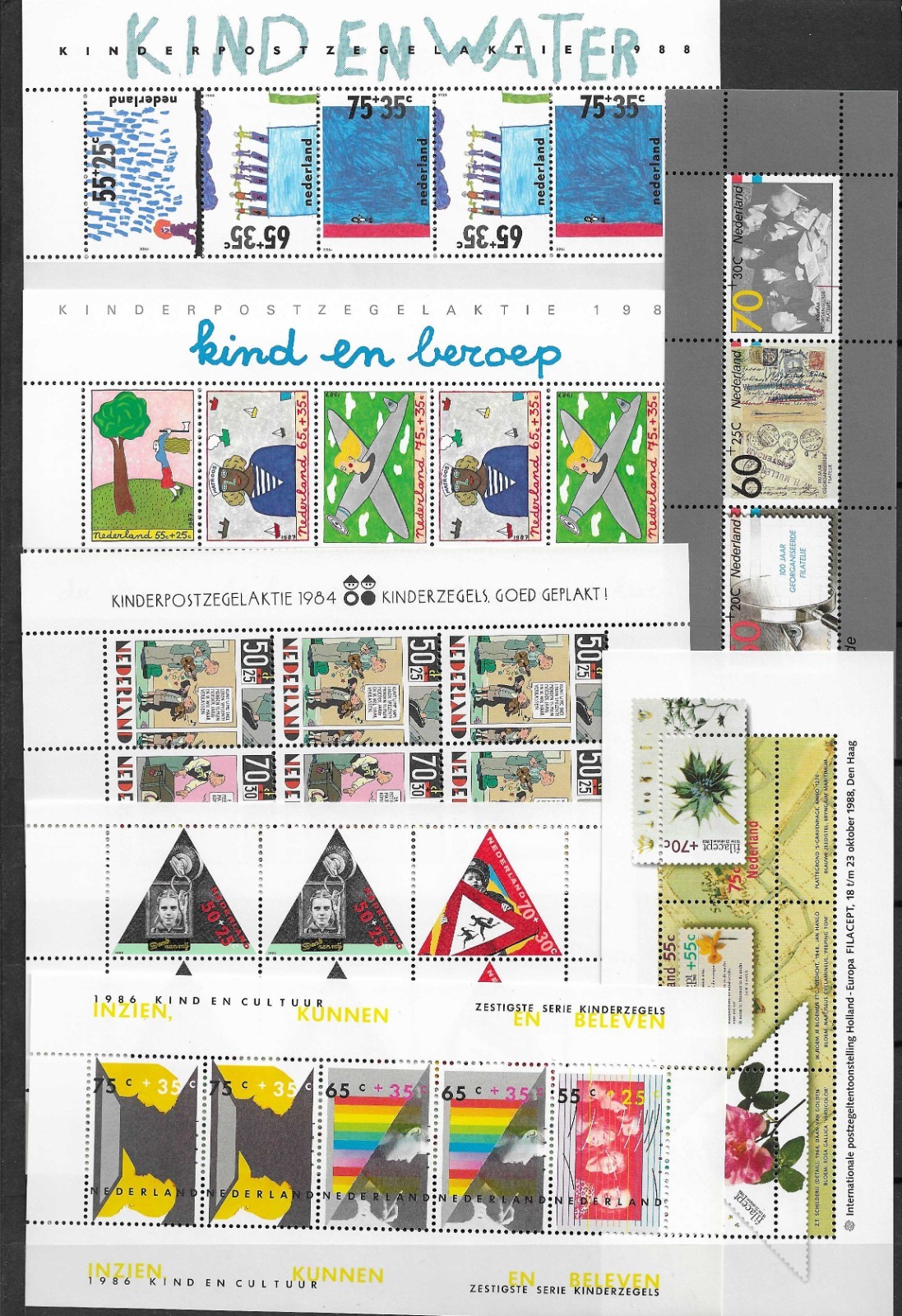 Nederland 1984,1985,1986,1987,1988 5 MNH years incl sheets and booklets