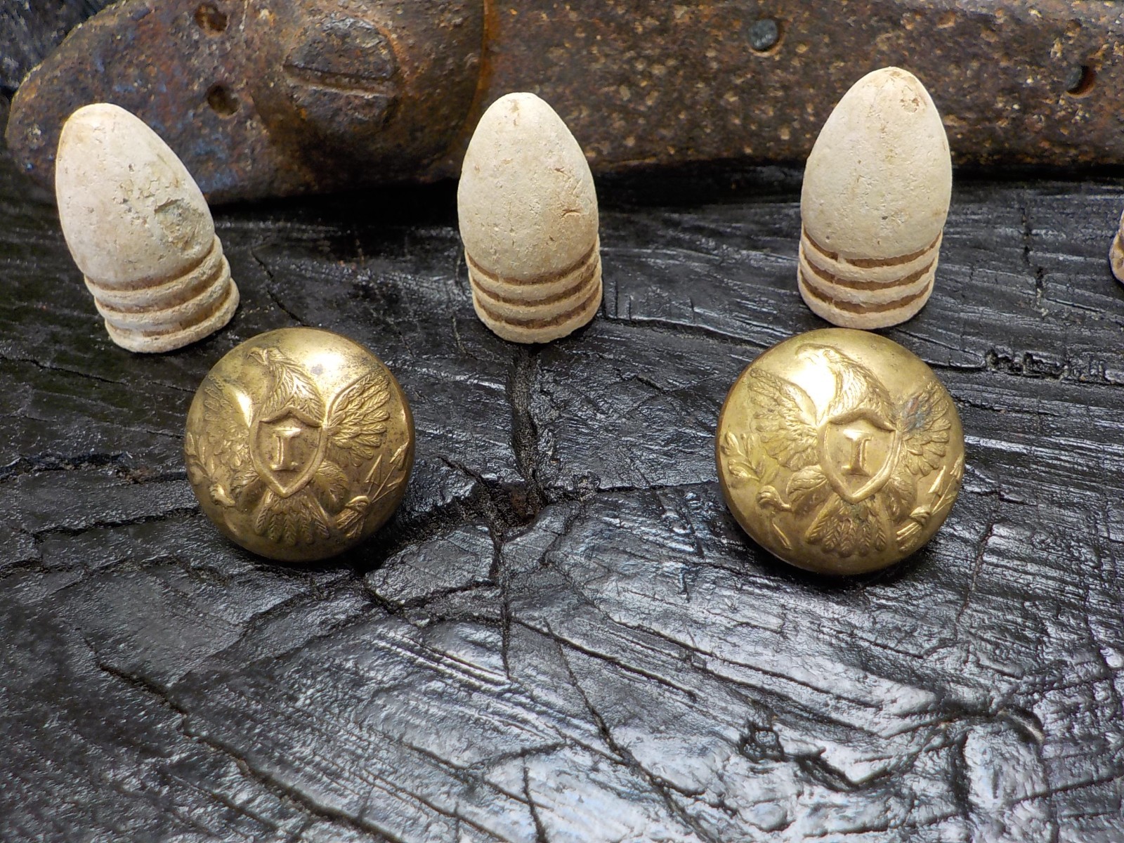 Old Rare Vintage Antique Civil War Relic Infantry Buttons Lockplate Bullets