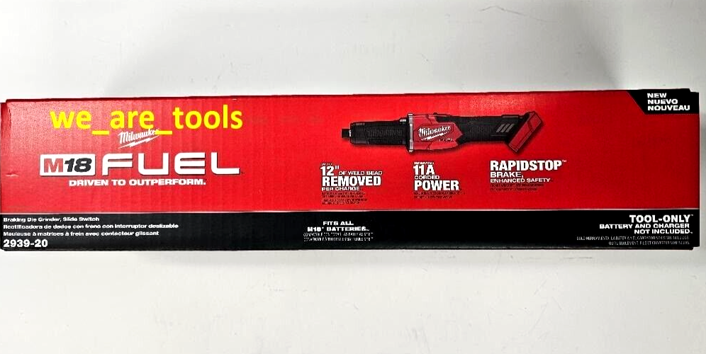 NEW N BOX Milwaukee M18 FUEL 2939-20 Cordless Die Grinder Braking Slide 18 Volt