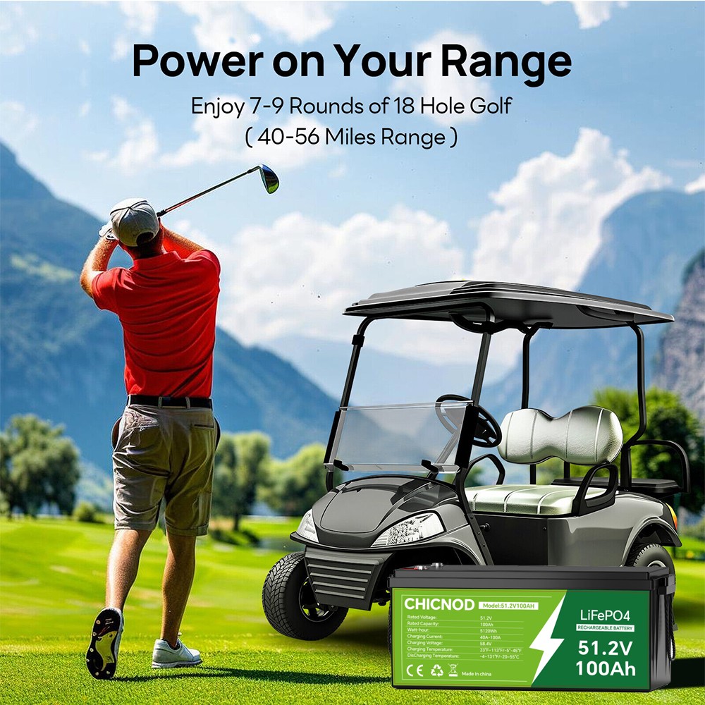 48V 100Ah LiFePO4 Lithium Battery 5120Wh Deep Cycle BMS For Golf Cart Solar RV