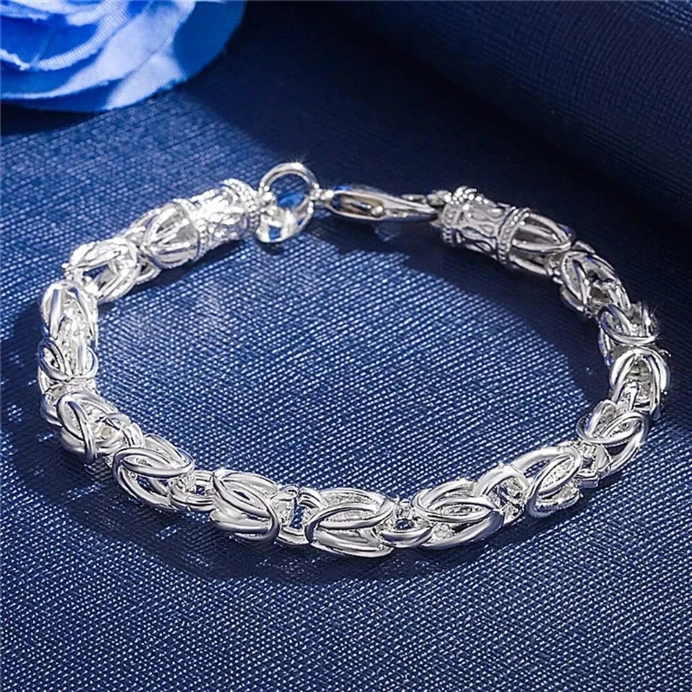 ALIZERO 925 Sterling Silver Faucet Chain Bracelet Women Men Fashion Fine Jewelry