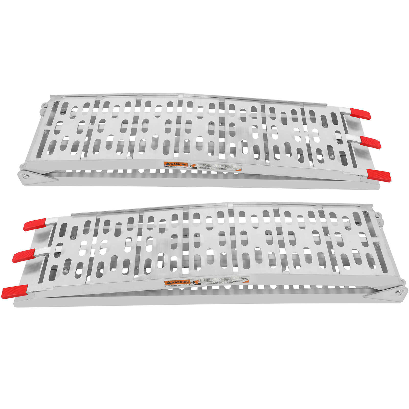 Pair 7.5 ft Aluminum Arched Motorcycle ATV/UTV Truck Lawn Folding Loading Ramps