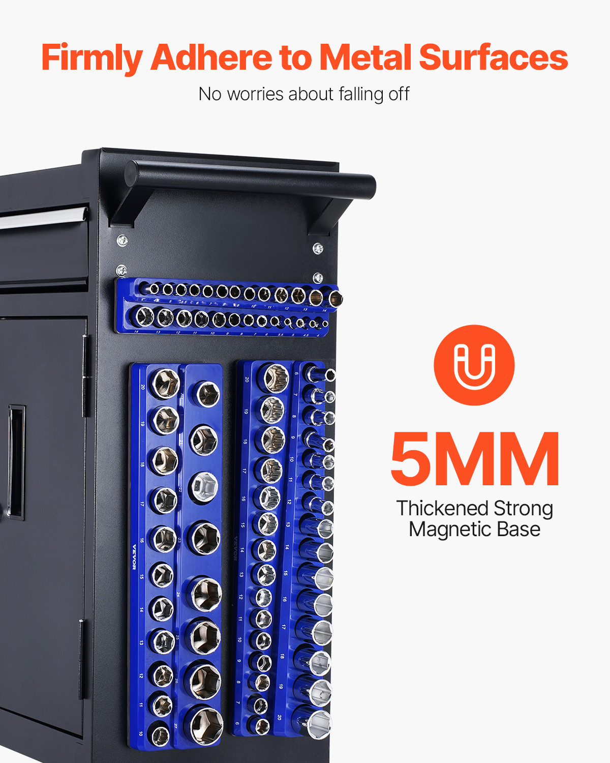 VEVOR Magnetic Socket Organizer Set 6PCS Socket Trays Blue & Red for Metric SAE