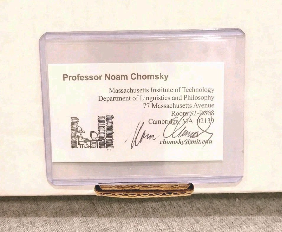 Noam Chomsky Signed Business Card Author Activist Philanthropy MIT Autographed