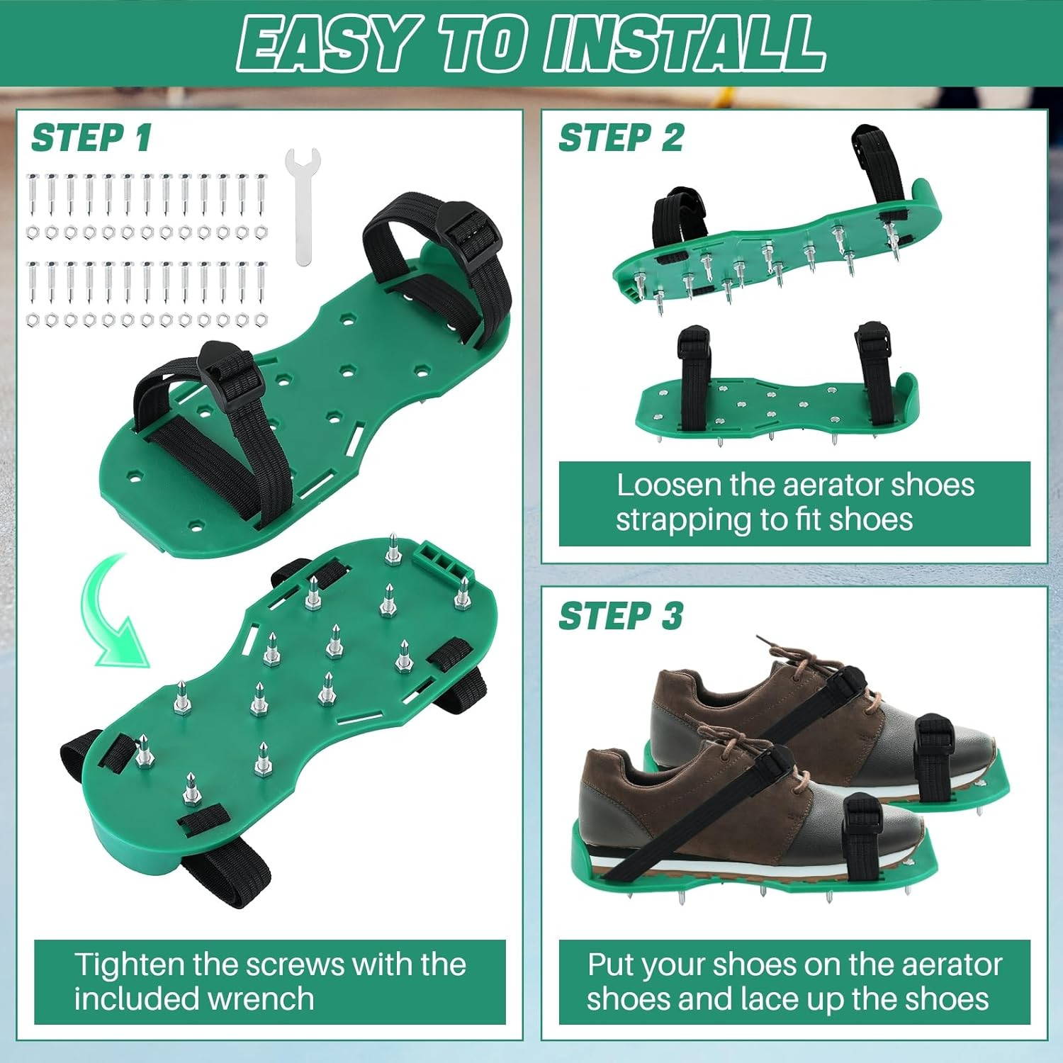 Epoxy Floor Spiked Shoes Gunite Spiked Shoes | 1 Pair Green Spiked Shoes with 1.