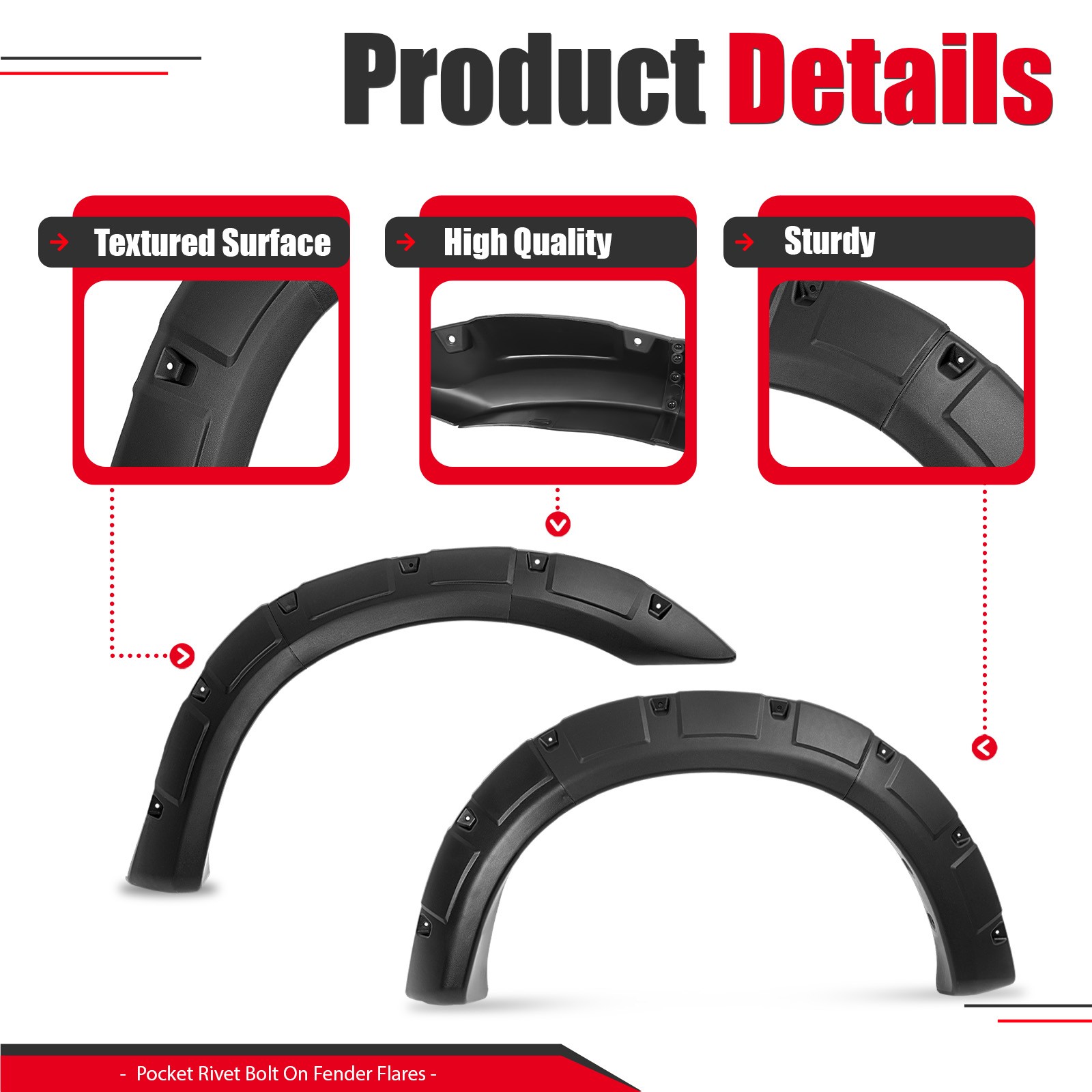 Fender Flare Kit For 1993-2011 Ford Ranger Pocket Rivet Bolt Textured Black