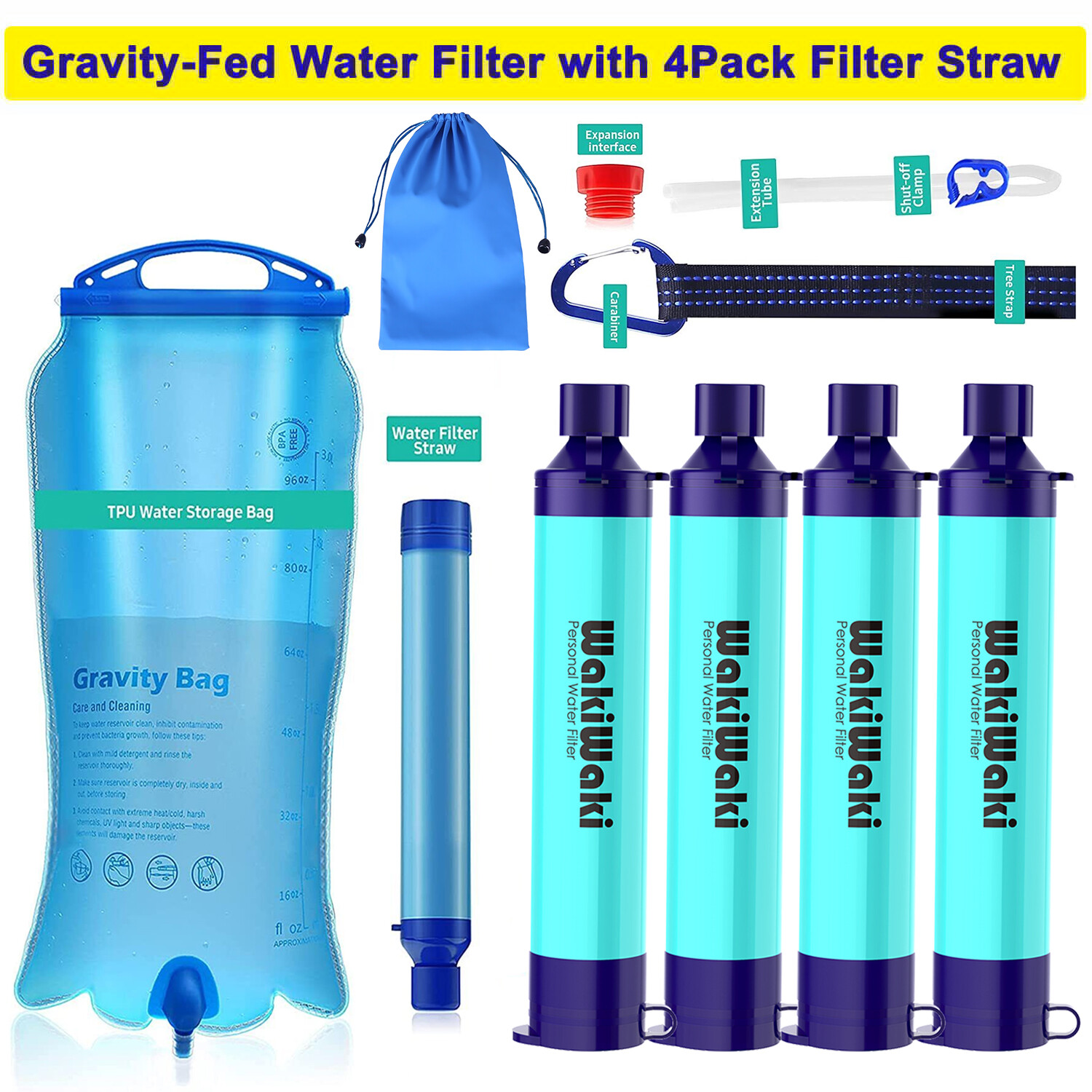 Gravity Water Filter Straw, Camping Water Filtration System|Water Purifier Straw