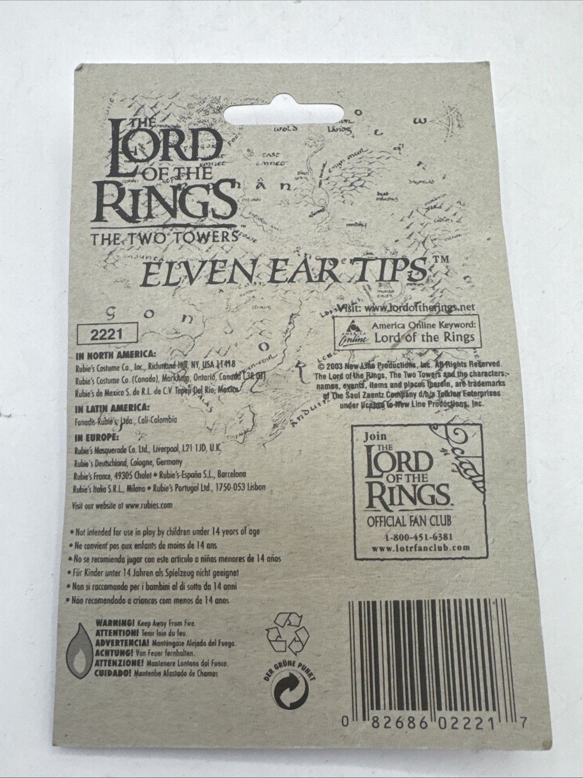 NEW Lord Of The Rings Elven Elf Ear Tips Pair (Official New Line Cinema) Rubies