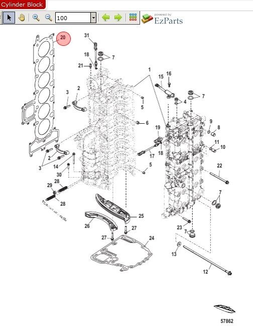 New OEM Mercury Cylinder Head Gasket (350/400/400R) - Part # 895374T