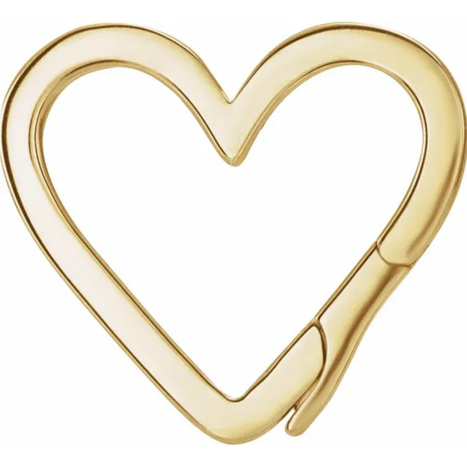 14mm OD 10k Yellow Gold HEART Charm Pearl Bail Enhancer Pendant Clip On OPEN USA