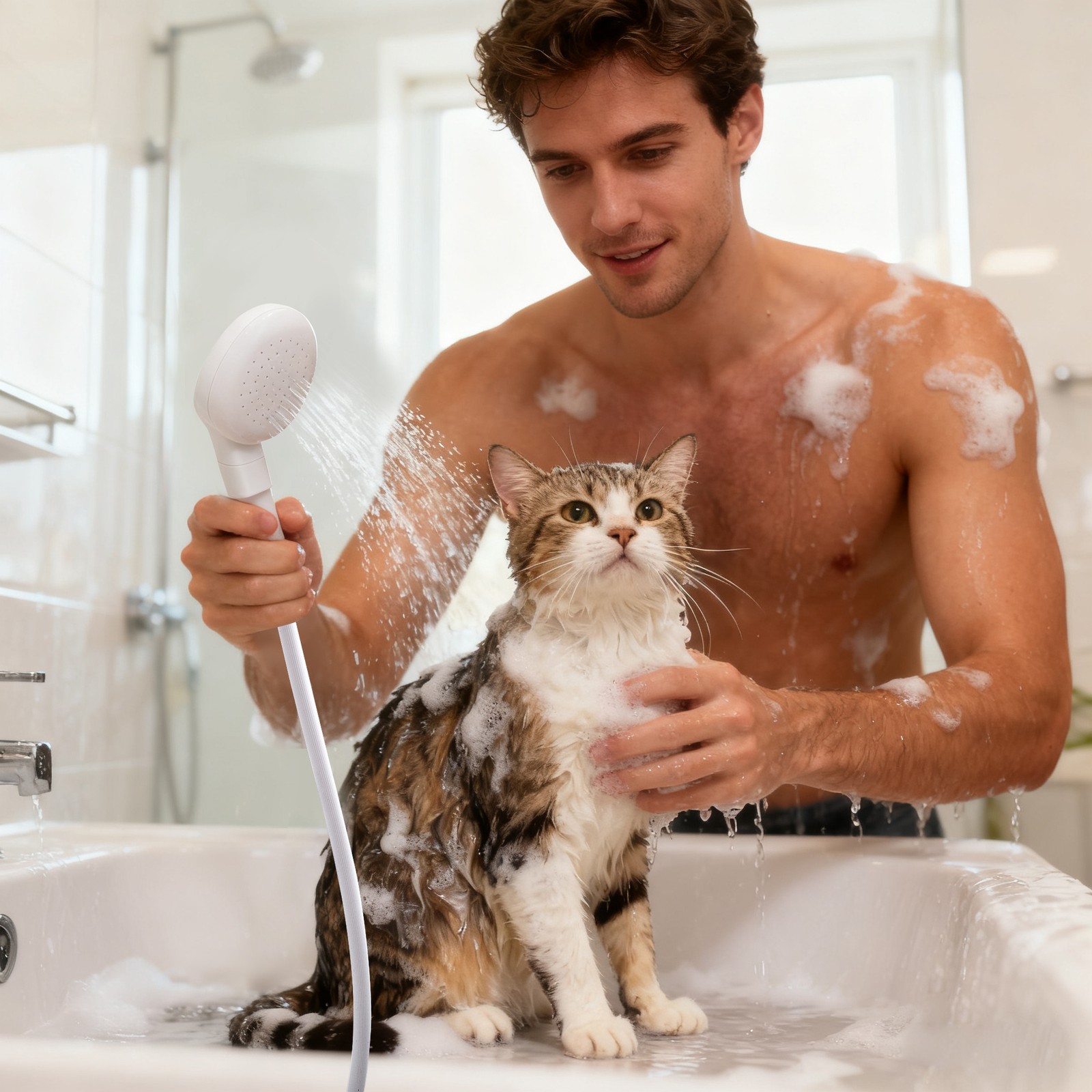 3.6ft Portable Handheld Shower Head Sink Hose Faucet Sprayer for Pet Baby Bath