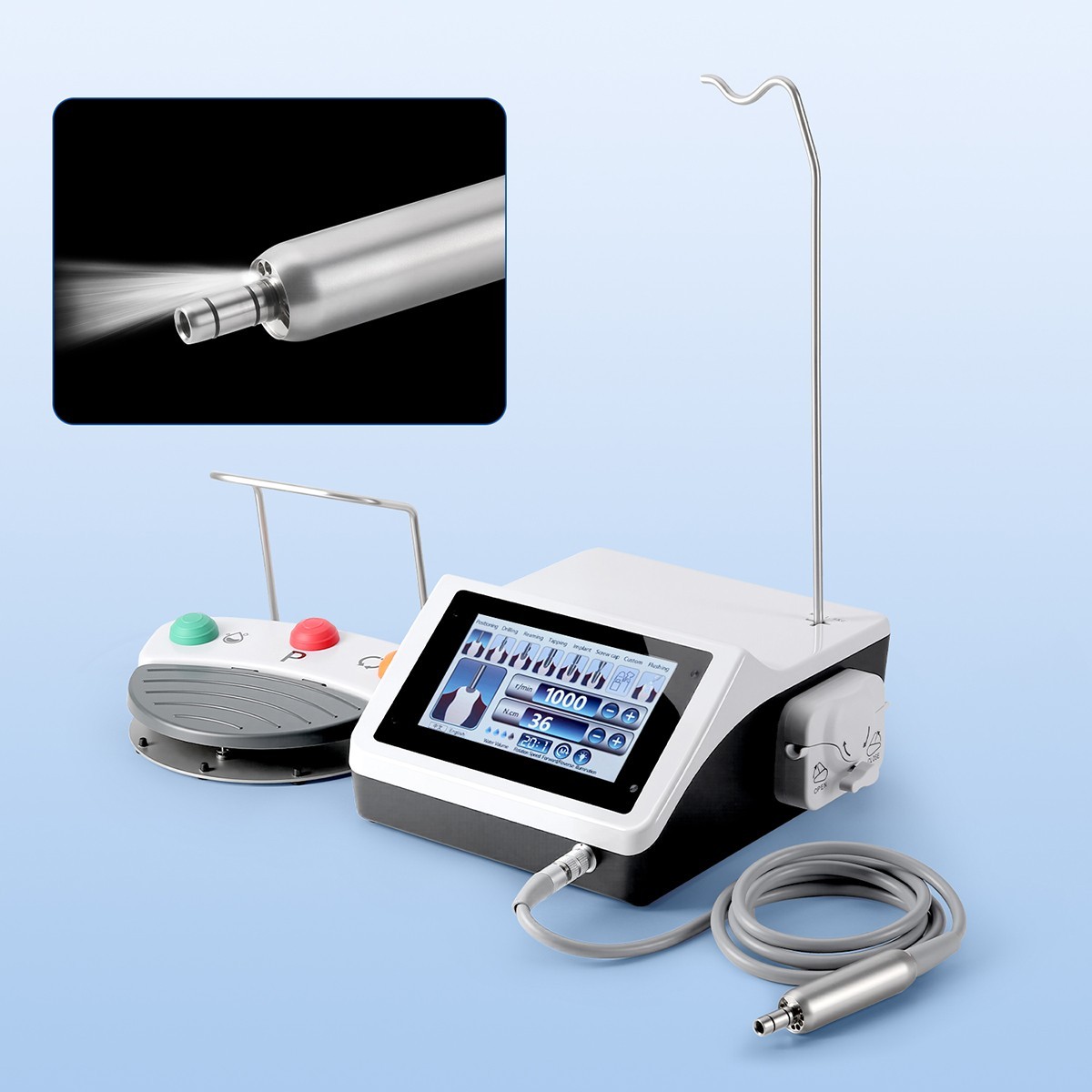 AZDENT Dental Brushless Implant Motor +20:1 LED Contra Handpiece Touch Screen