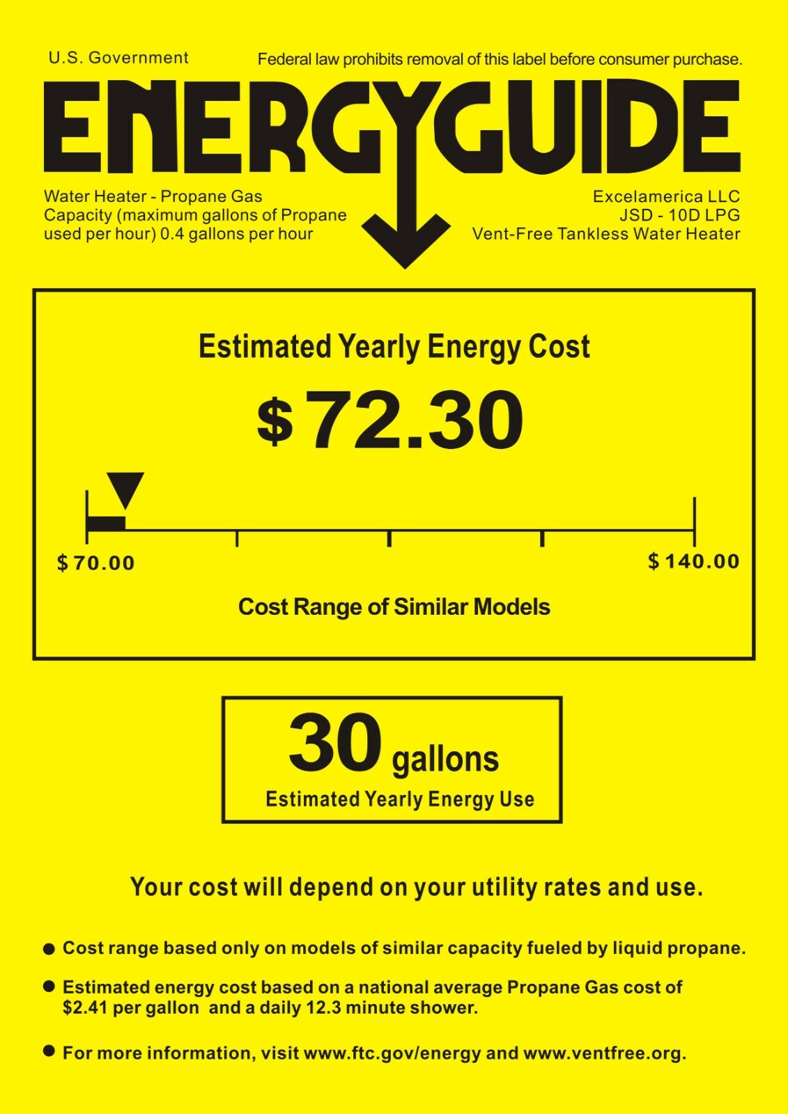EXCEL 1.6 GPM COBREMAX TANKLESS GAS WATER HEATER VENTFREE (NATURAL GAS)