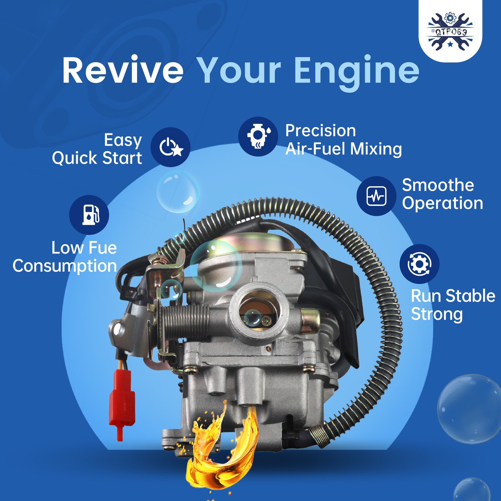 Scooter Carburetor For 50cc Chinese GY6 139QMB Moped 49cc 50cc SUNL BAJA TAOTAO