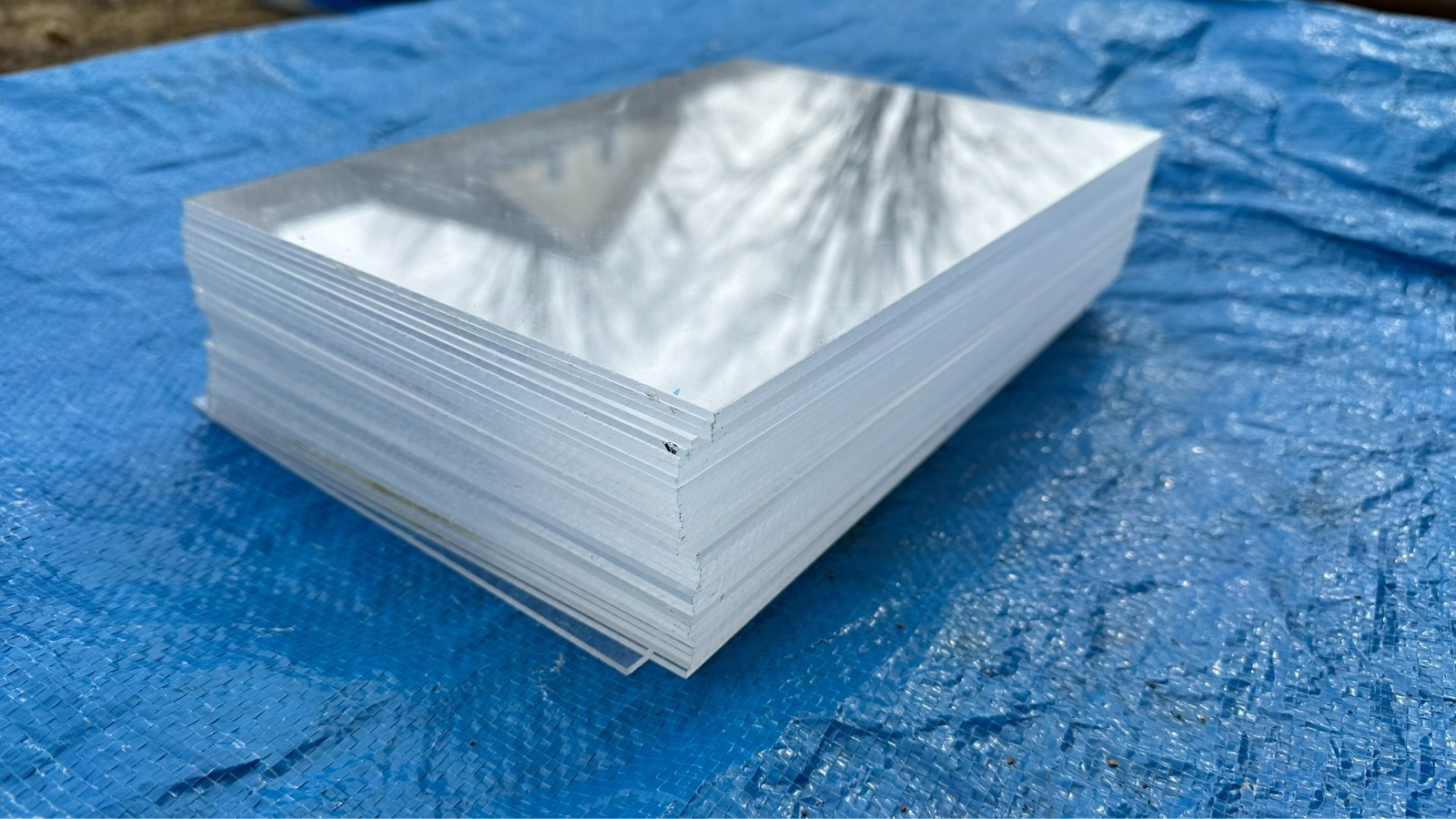 Lot of 34 Used Sheets of 10-7/8" x 7-7/8" Acrylic Clear Plexiglass Plexi