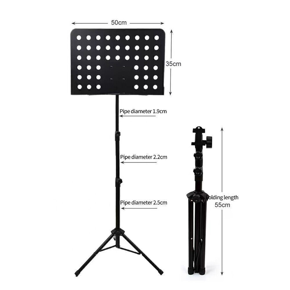 Sheet Music Stand-Metal Professional Portable Perforated Music Stand Adjustable
