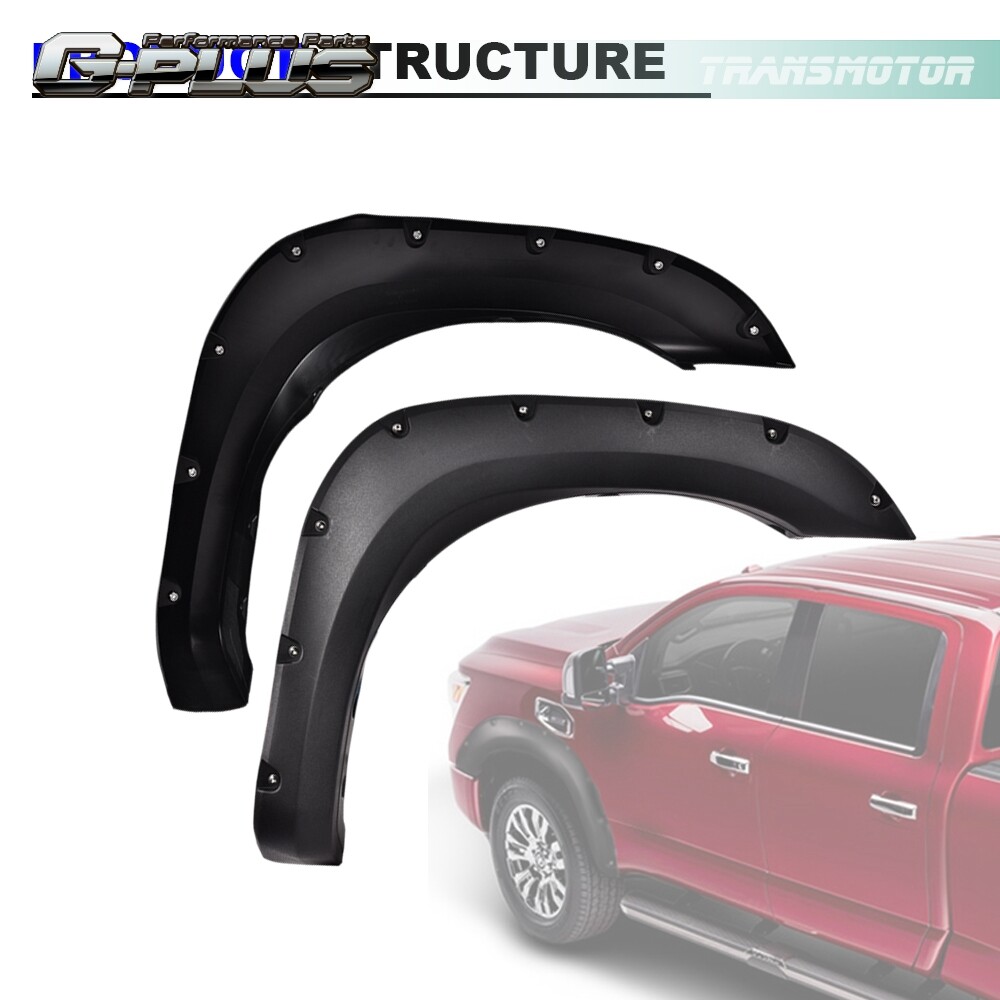 Fender Flares Front&Rear Fit For 2004-2015 Nissan Titan Pocket Style Black 4Pcs