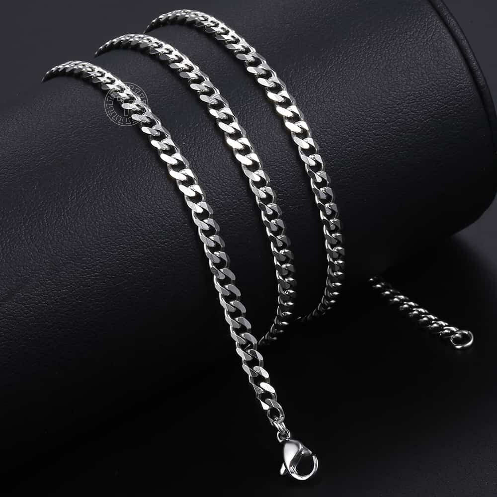16-36" Stainless Steel Silver Chain Cuban Curb Womens Mens Necklace 3/5/7/9/11mm