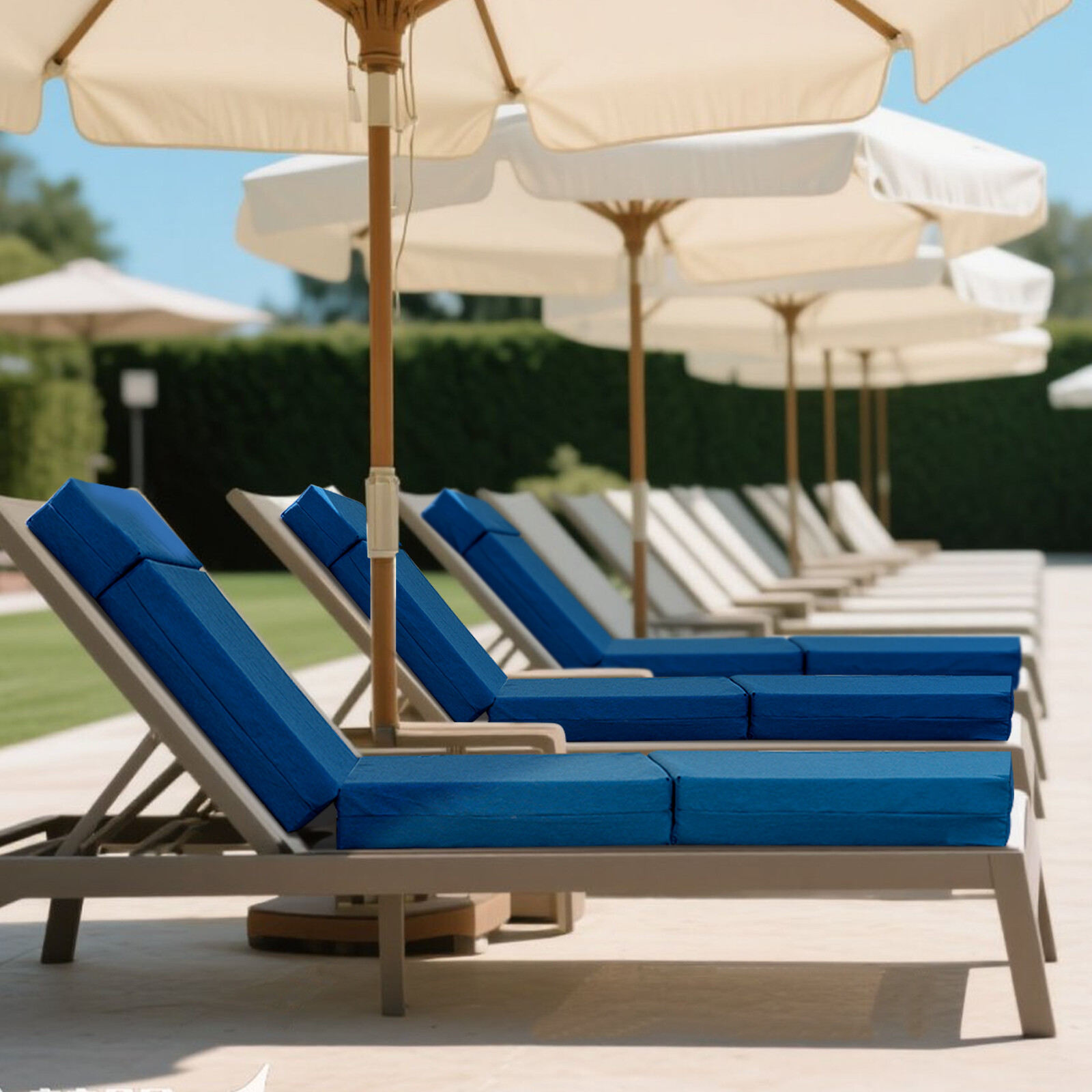 NAIZEA Chaise Lounge Cushions Outdoor Set of 2 Waterproof with Removable Cover