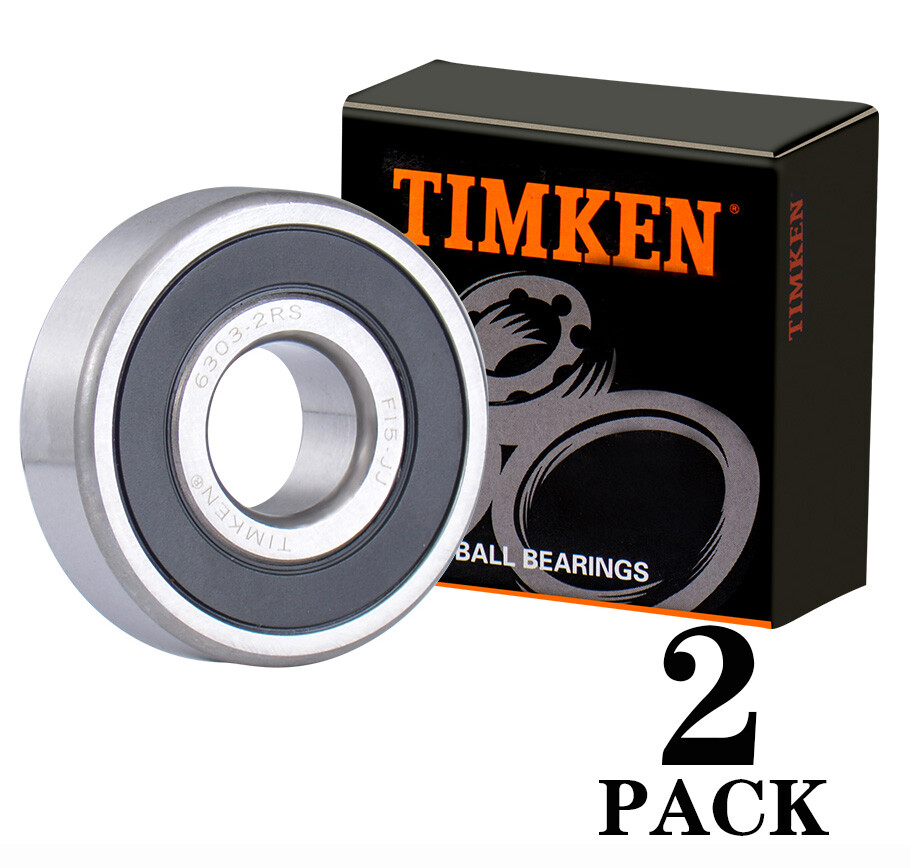 2PACK TIMKEN 6303-2RS 17X47X14MM Double Rubber Seal Ball Bearings
