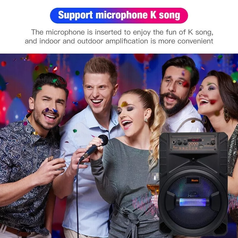 3000W Portable Bluetooth Speaker Sub Woofer Heavy Bass Sound System Party & Mic