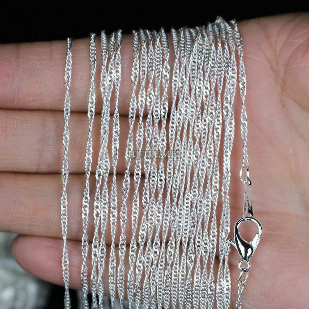 10pcs/lot 2mm 925 Silver Plated Water Wave Chain Necklaces 16" 18" 20" 24"