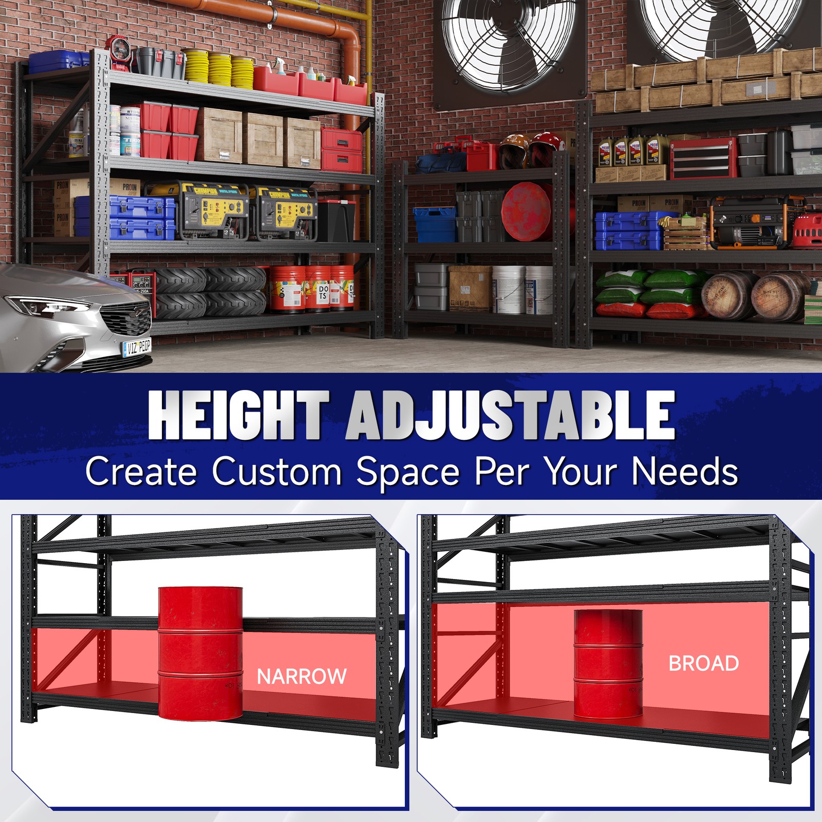 5000LBS Heavy Duty Garage Shelving Units, 60" W Metal Storage Rack for Home