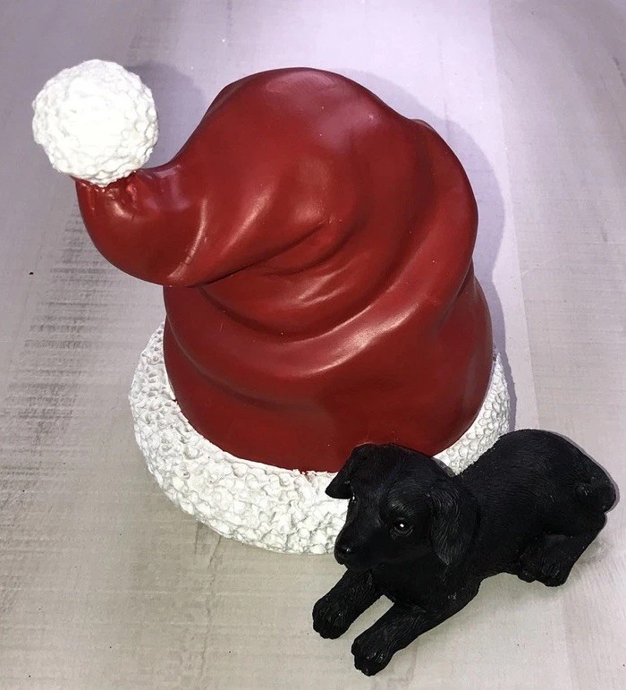 Ashland Pepermint Lane Black Labrador Dog Santa Hat Table Top Decor 6inch New