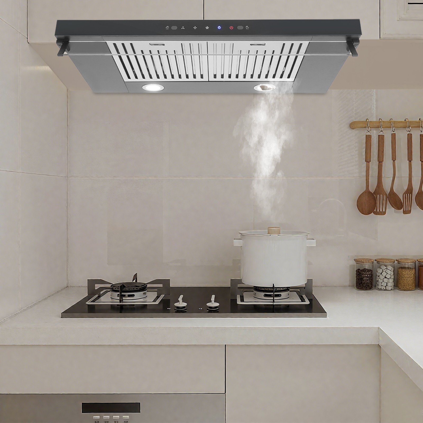 30" Under Cabinet Range Hood 900 CFM, Dual Motor Stainless Steel Kitchen Vent