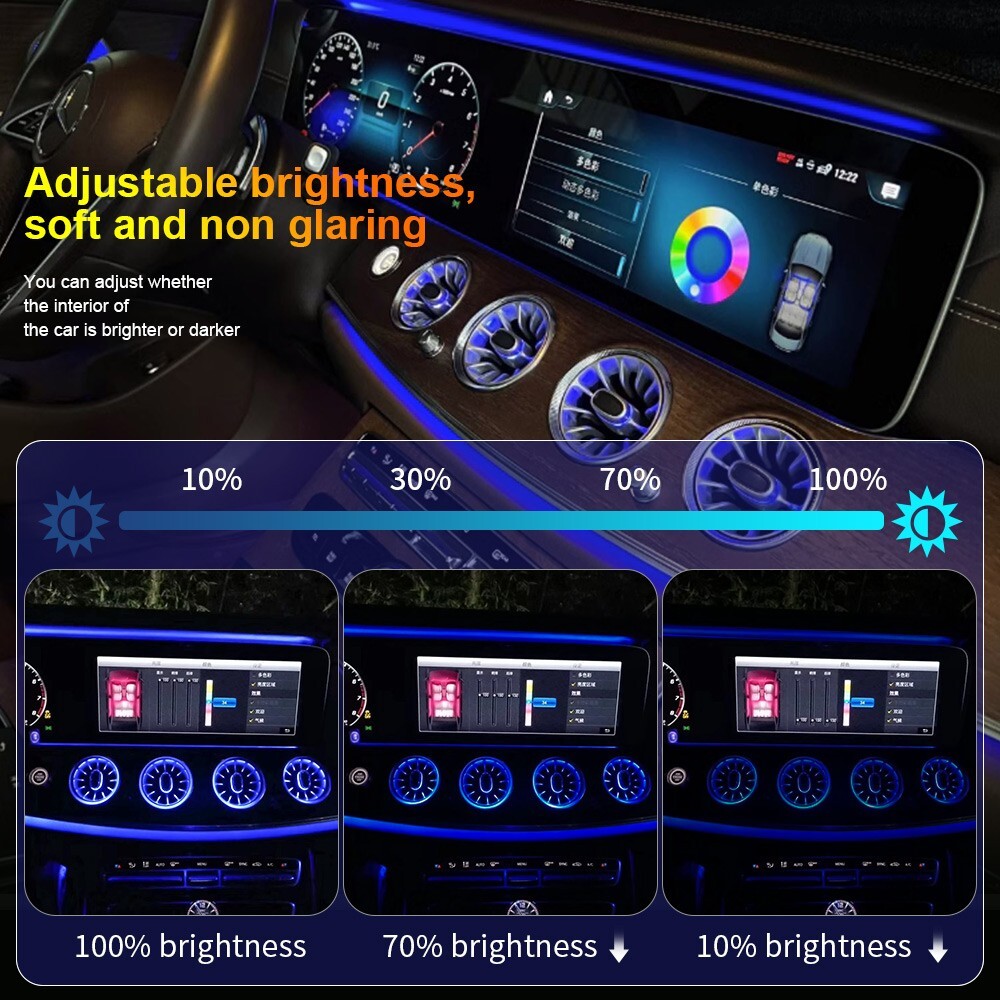 8PCS AC Vent Ambient Light For Mercedes Benz E-Class W213 2016-2023 64 Colors