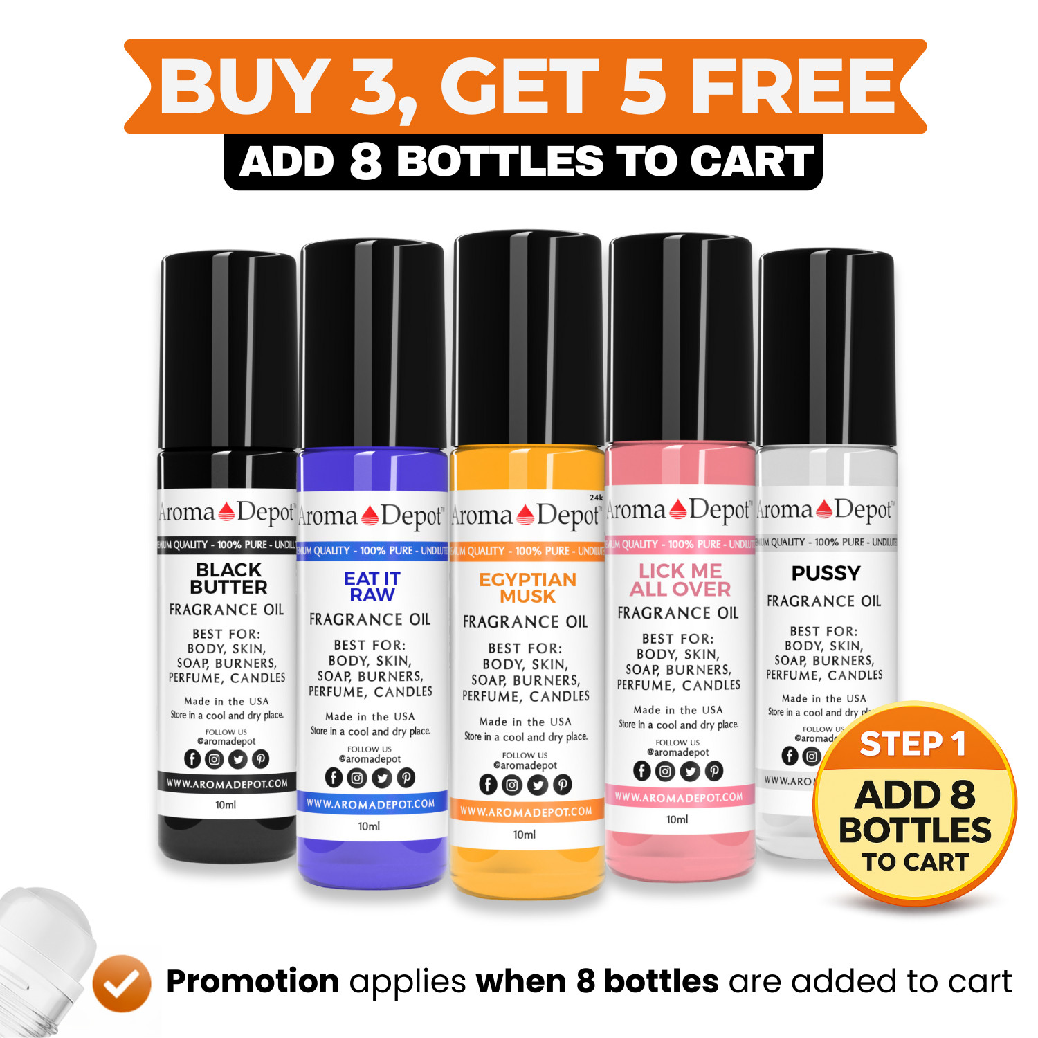 10 ml. Perfume Roll On Bottle Body Oil, 1/3 oz Scented Fragrance Oil Wholesale