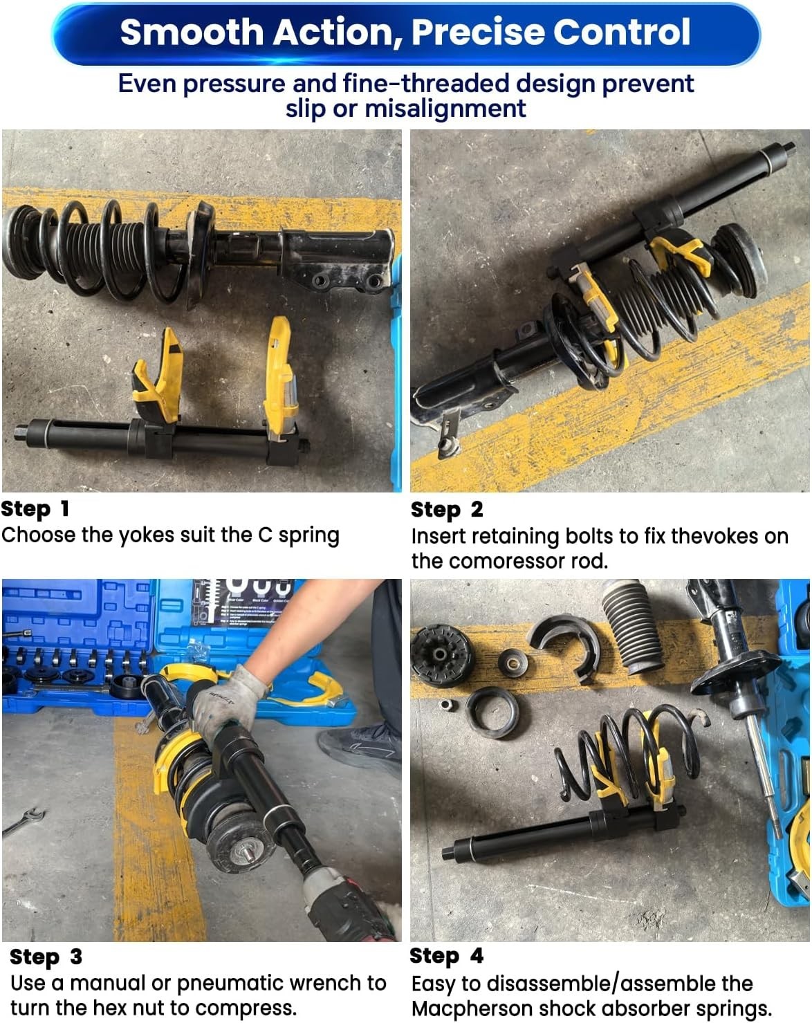Macpherson Strut Spring Compressor Kit Interchangeable Fork Coil Extractor Tool