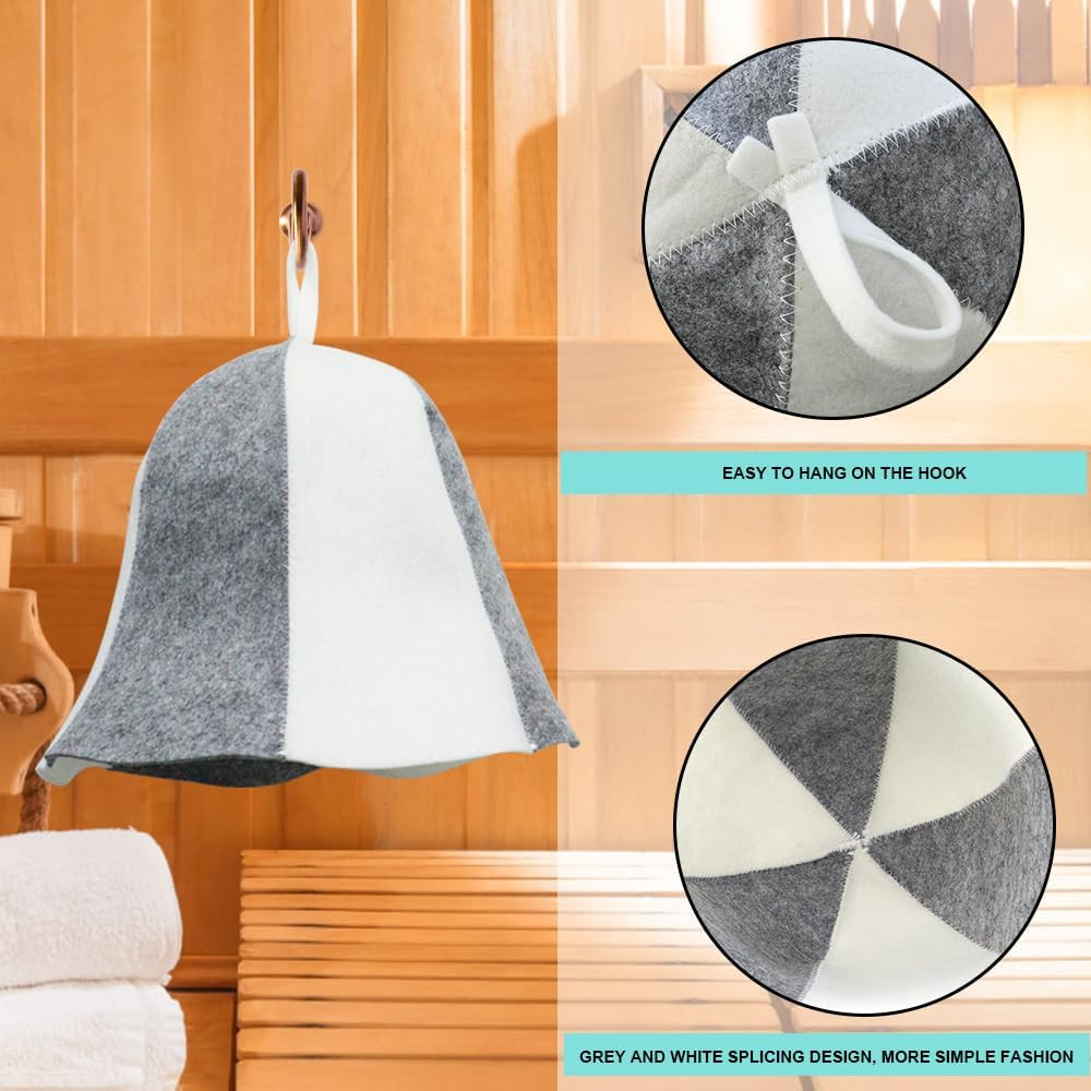 2 Pack Sauna Hat Polished Wool Hat for Sauna Wool Cap for Sauna Banya Bath