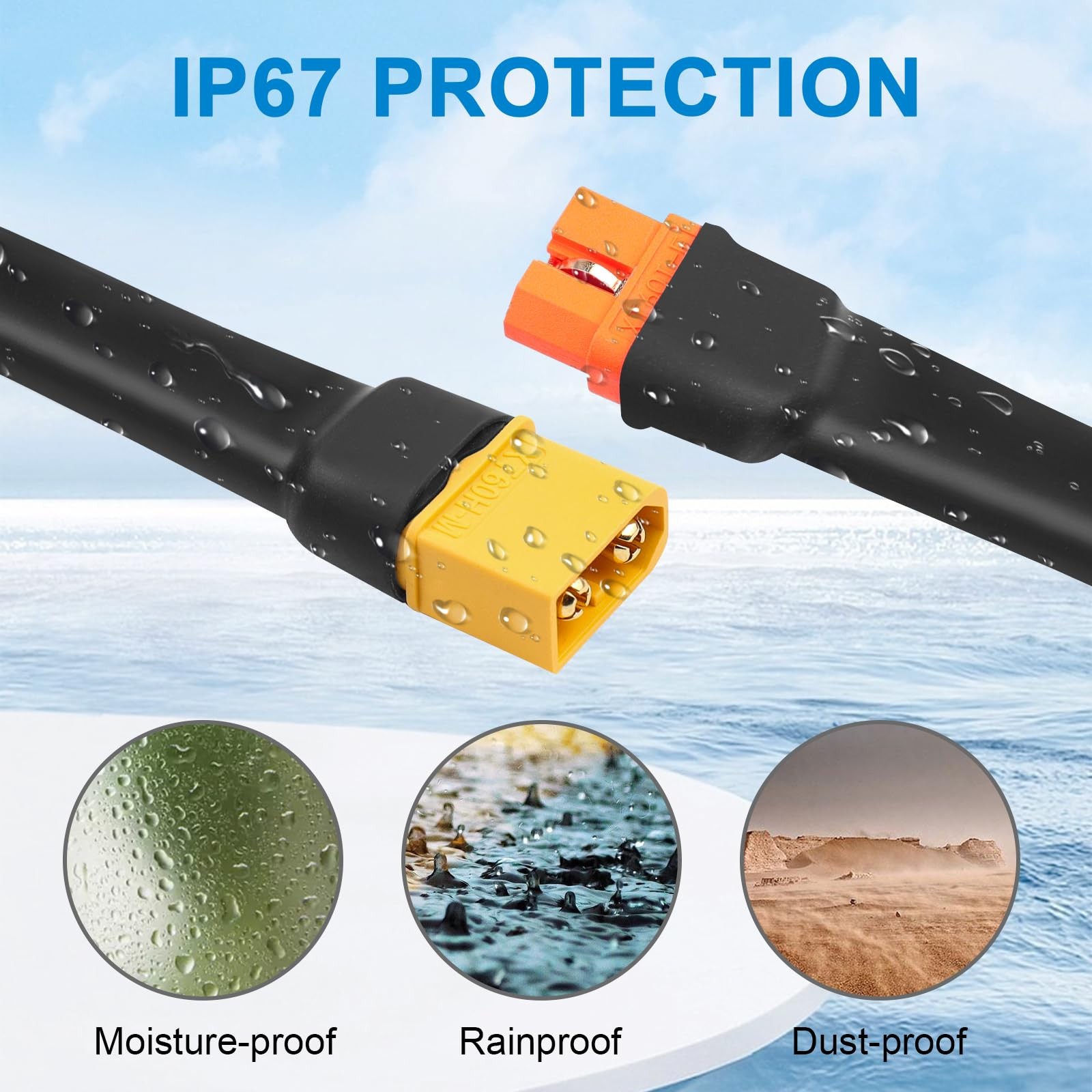 MOOKEERF XT60i to XT60 Extension Cable 10AWG 20FT Female