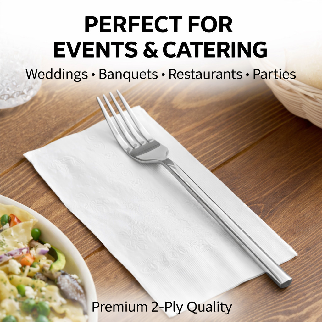 3000 White Dinner Napkins 2-Ply 17x15 Embossed Restaurant Bulk