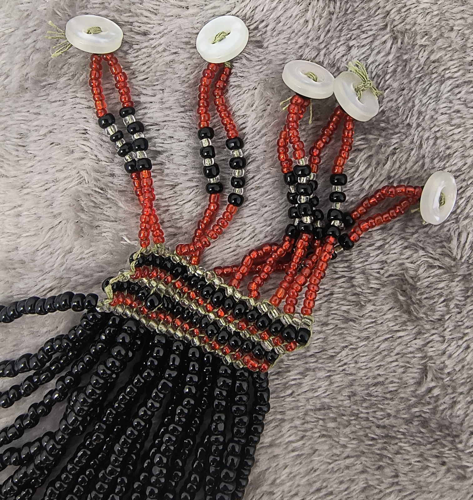 Modern Vintage Philippine Filipino Mindanao T'Boli Beaded Bib Necklace