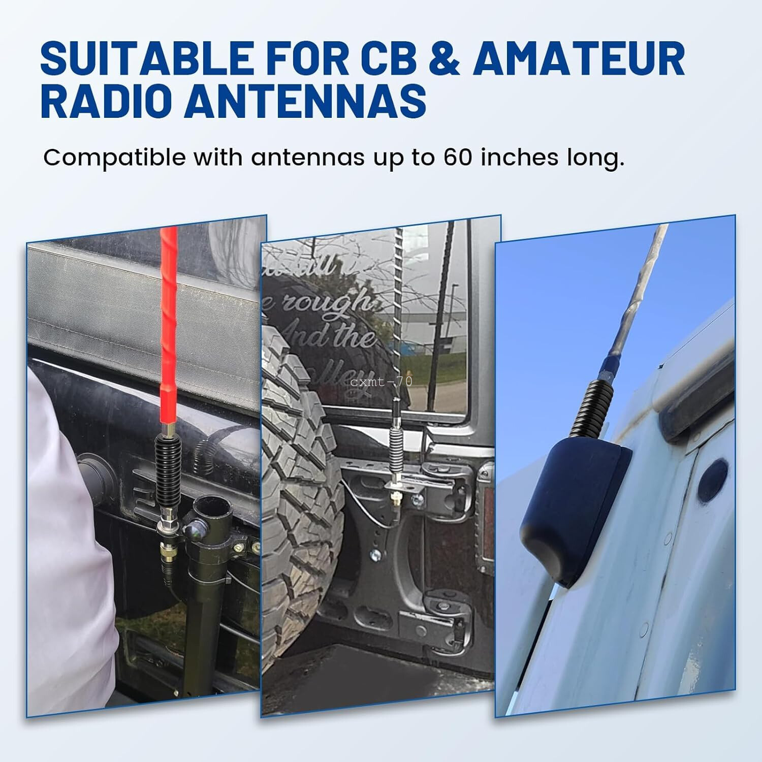 CB Ham Radio Antenna Spring SS3H Stainless Steel 3/8-24 Threads Mount Up to 5Ft