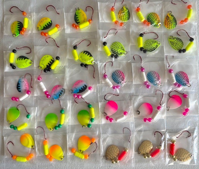 SUZIES SPINNERS-Walleye Crawler Harness 30 Pack 1 Hook Floater #3 Colorado Blade