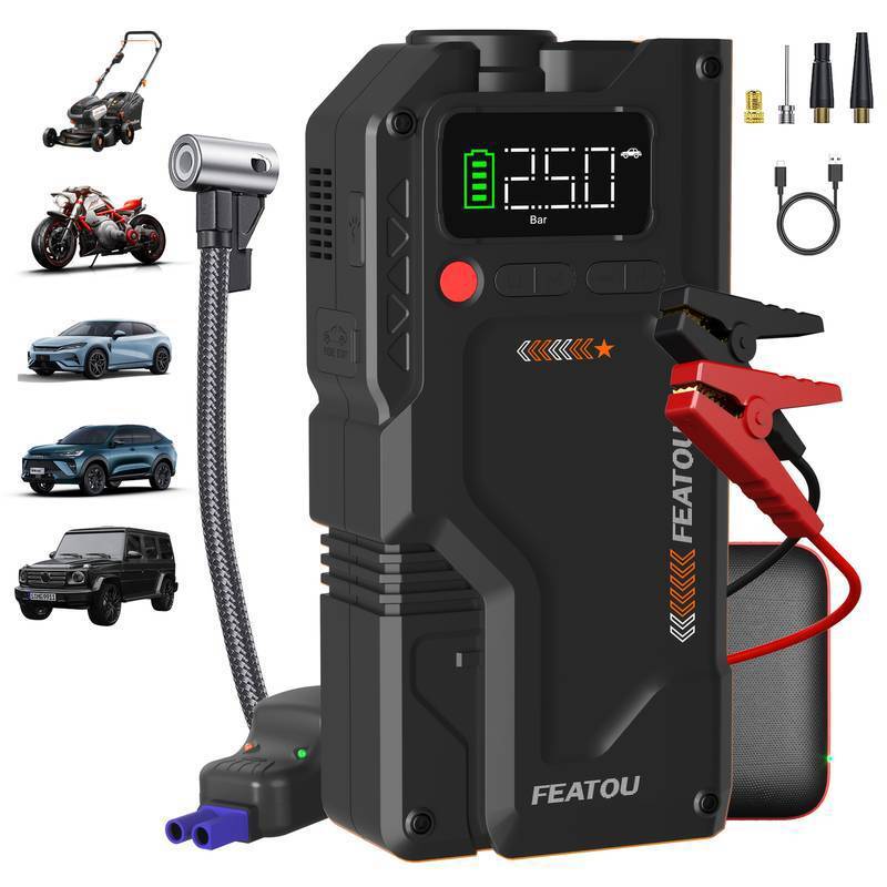 Featou 8000A Car Jump Starter With Air Compressor Pack Booster 12V Power Bank