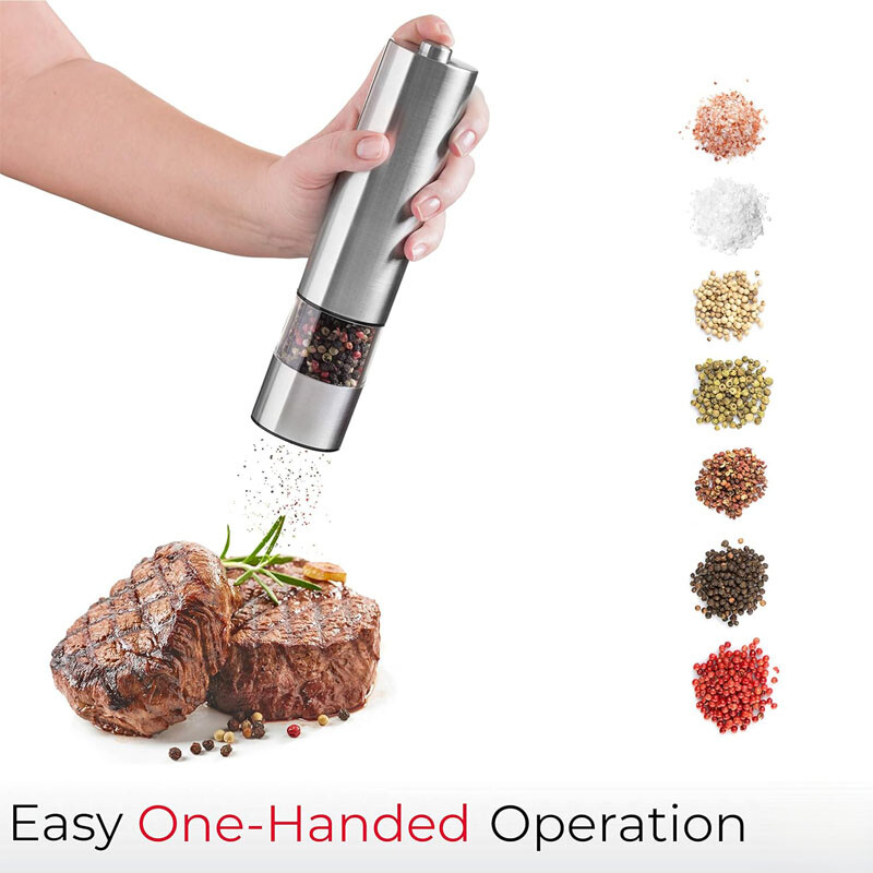 2PACK Adjustable Electric Salt Pepper Grinder Mill Shakers Set Stainless Steel✅