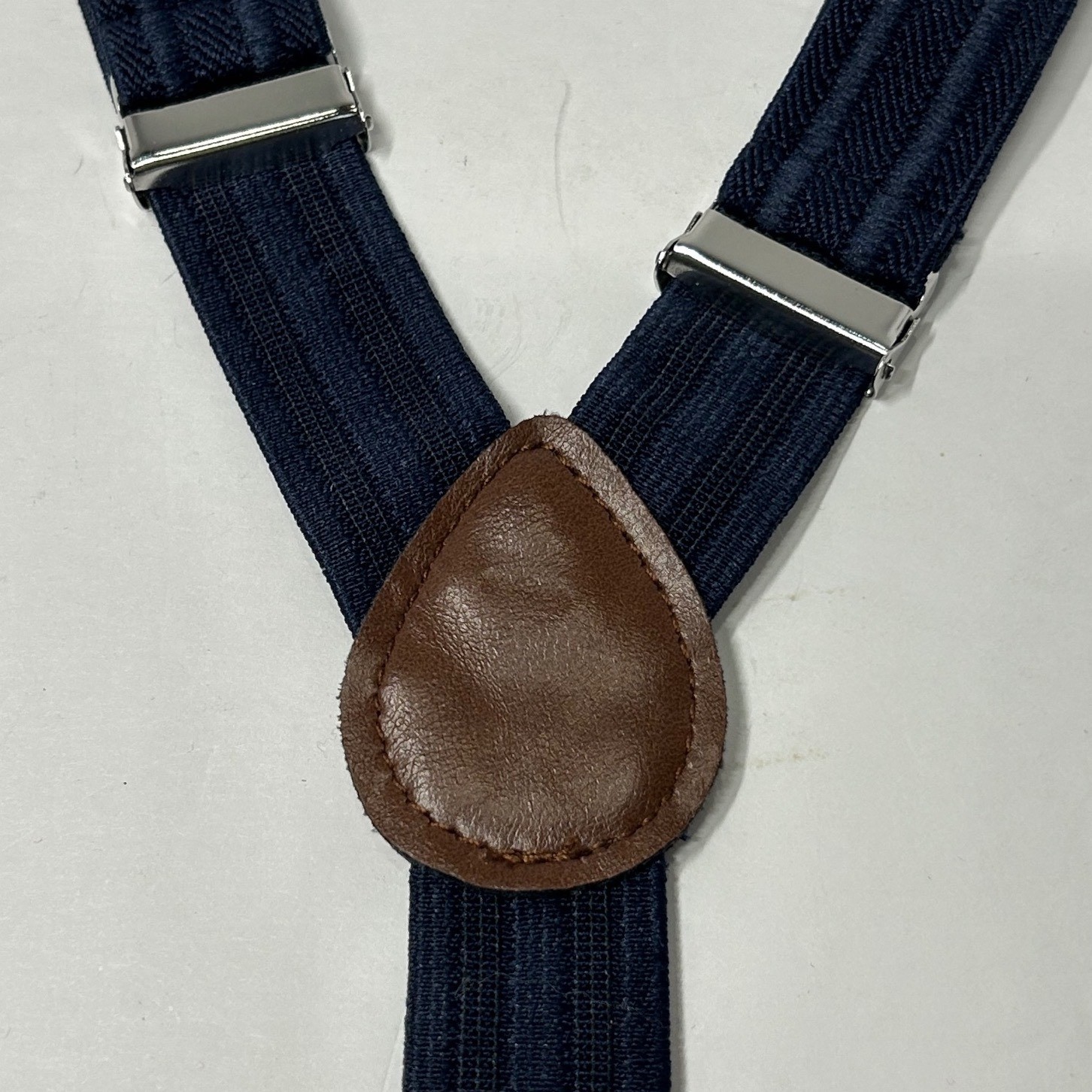 The Childrens Place Kids Navy Herringbone Suspenders Y-Back Adjustable Size 6-16