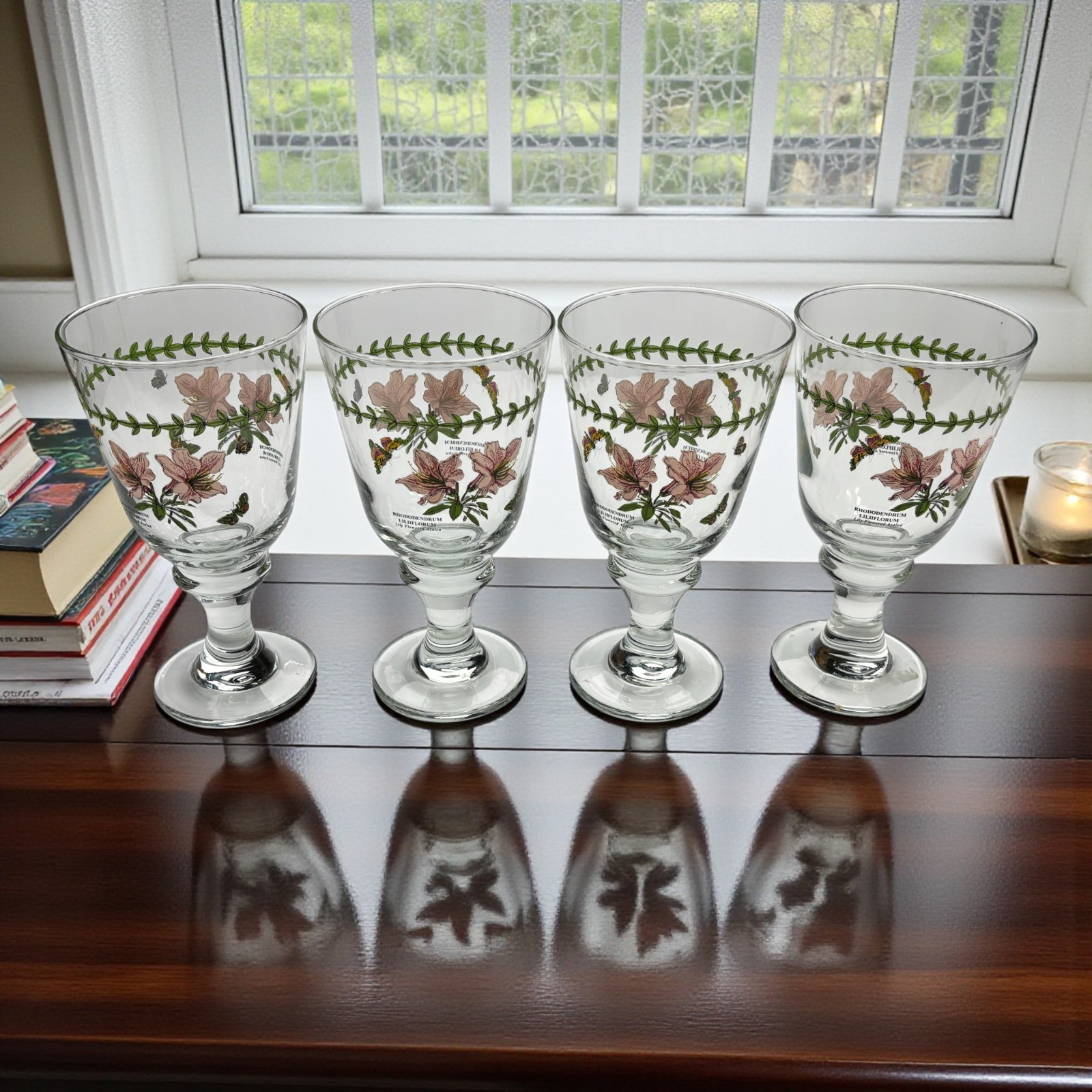 Portmeirion Botanic Garden Iced Tea Water Goblets Rhododendrum  Set of 4