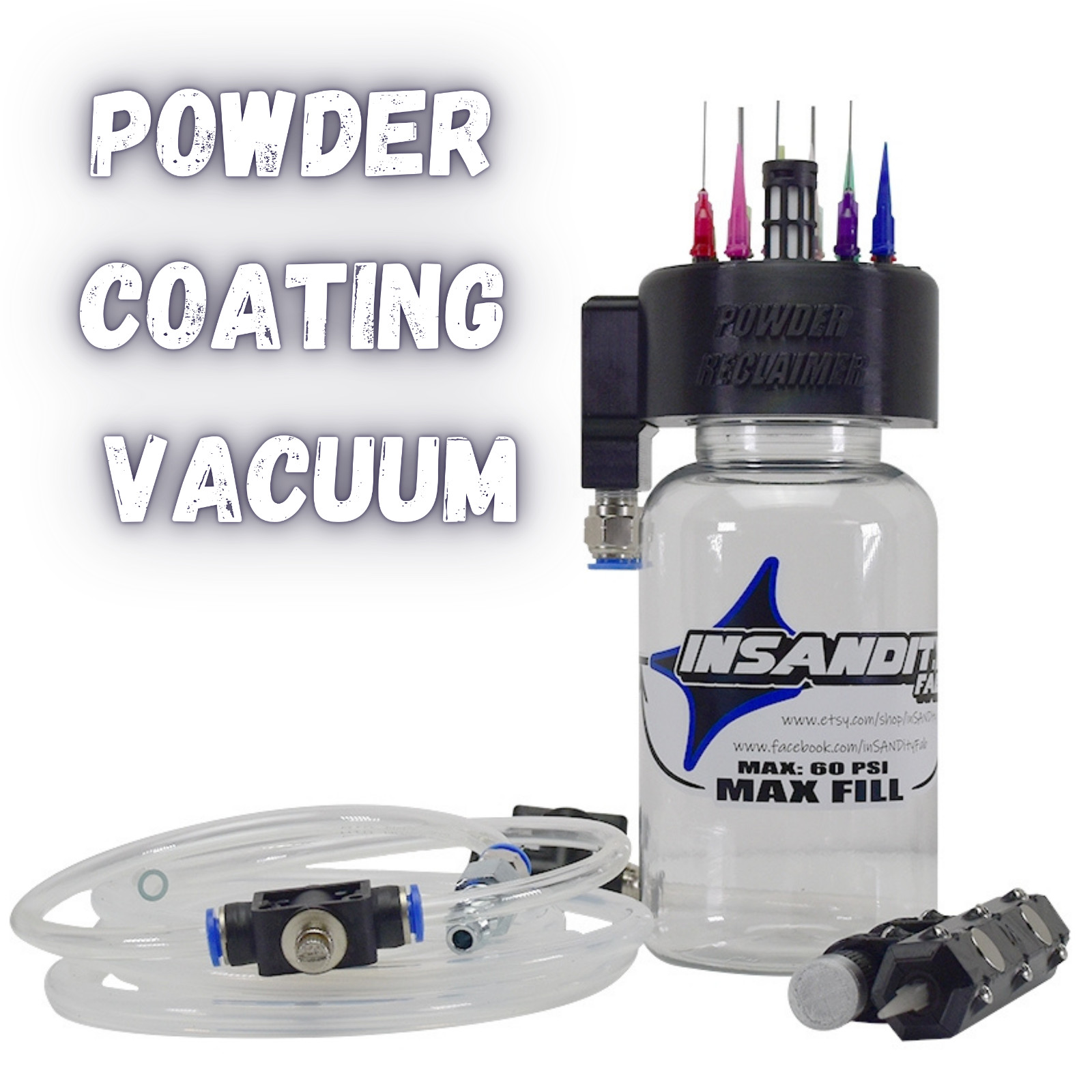 Pneumatic Micro Vacuum for Powder Coating - Easily Remove Powder! Two Tone Wheel